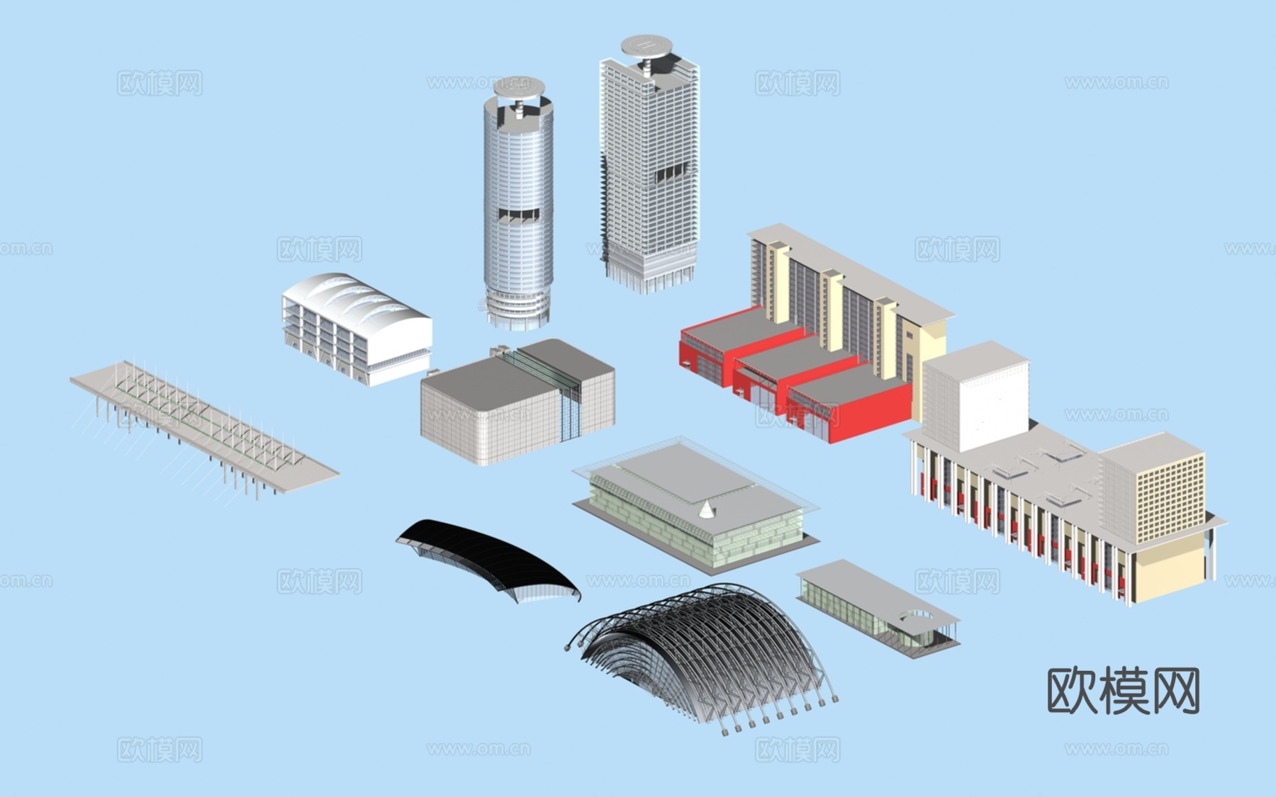 建筑群楼免费3d模型