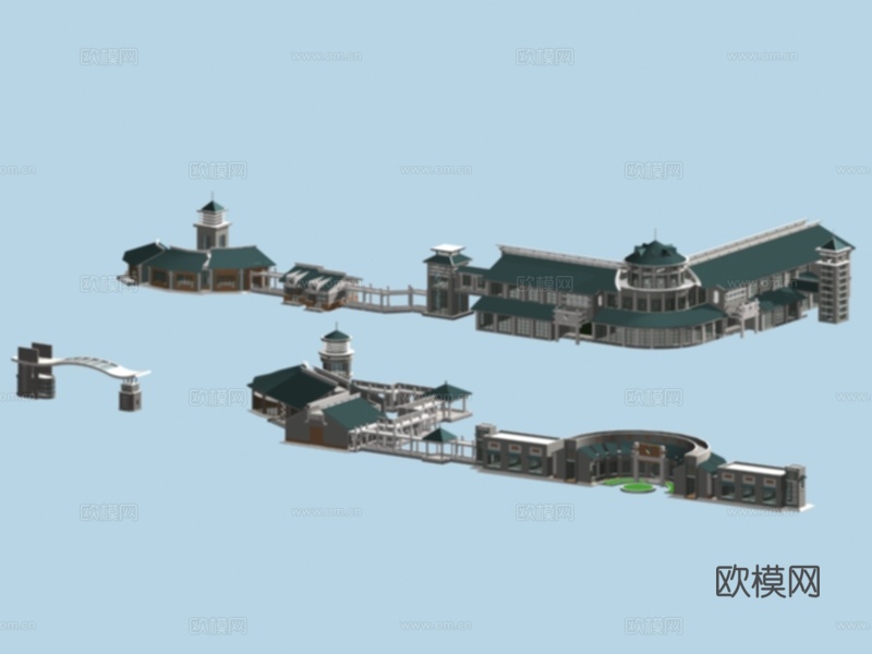 裙房 沿街裙楼免费3d模型下载（渲染图2）