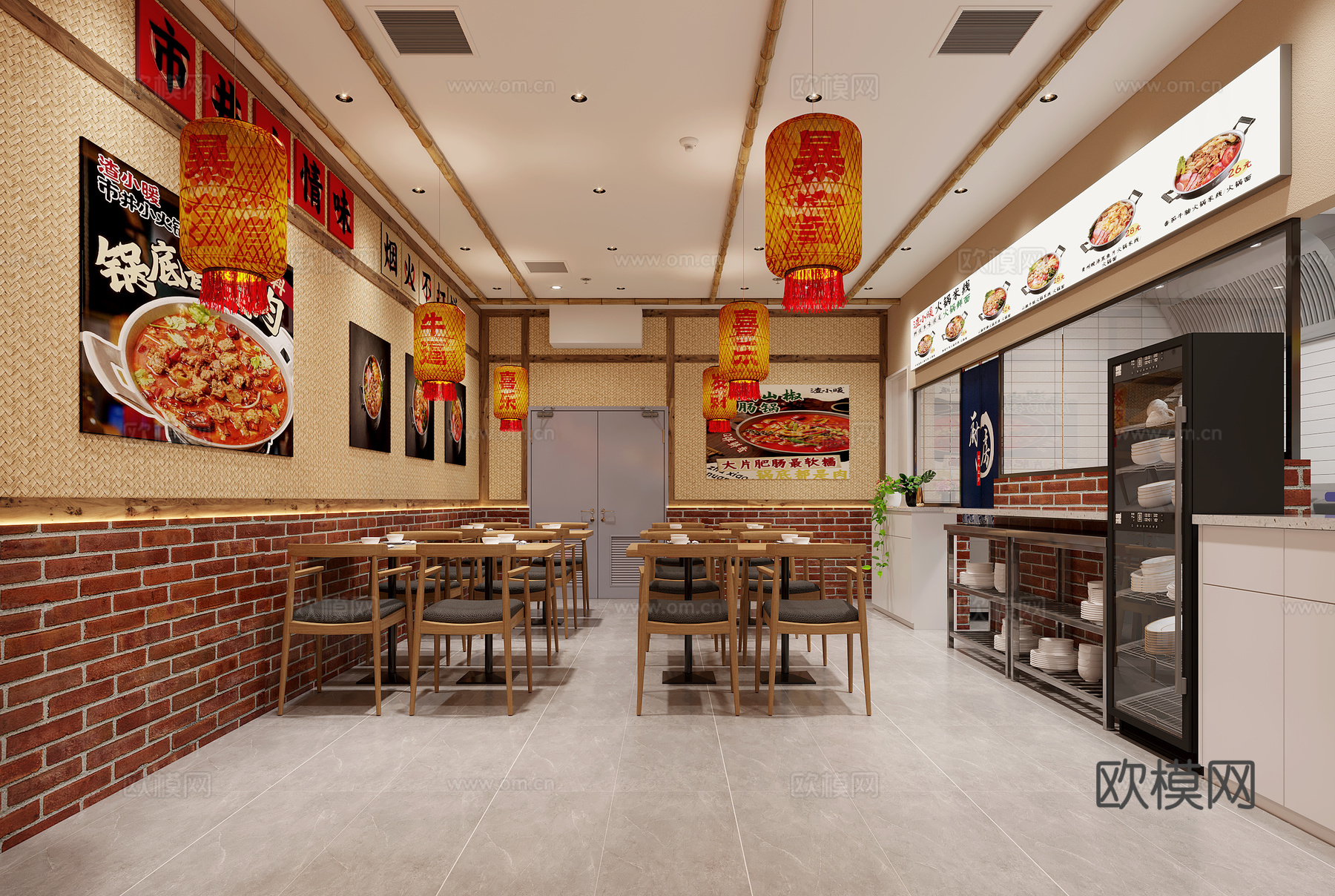 工业风 复古老火锅店3d模型