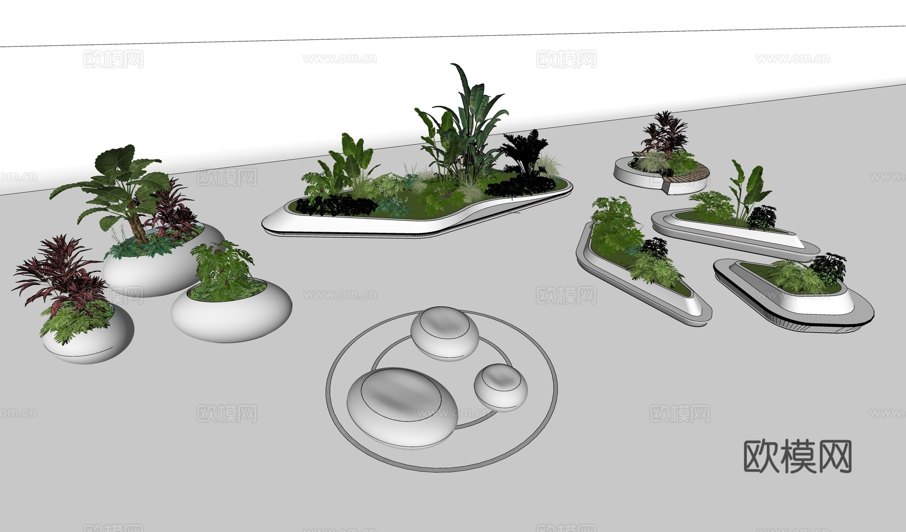 户外椅 树池椅 公园椅su模型下载（渲染图1）