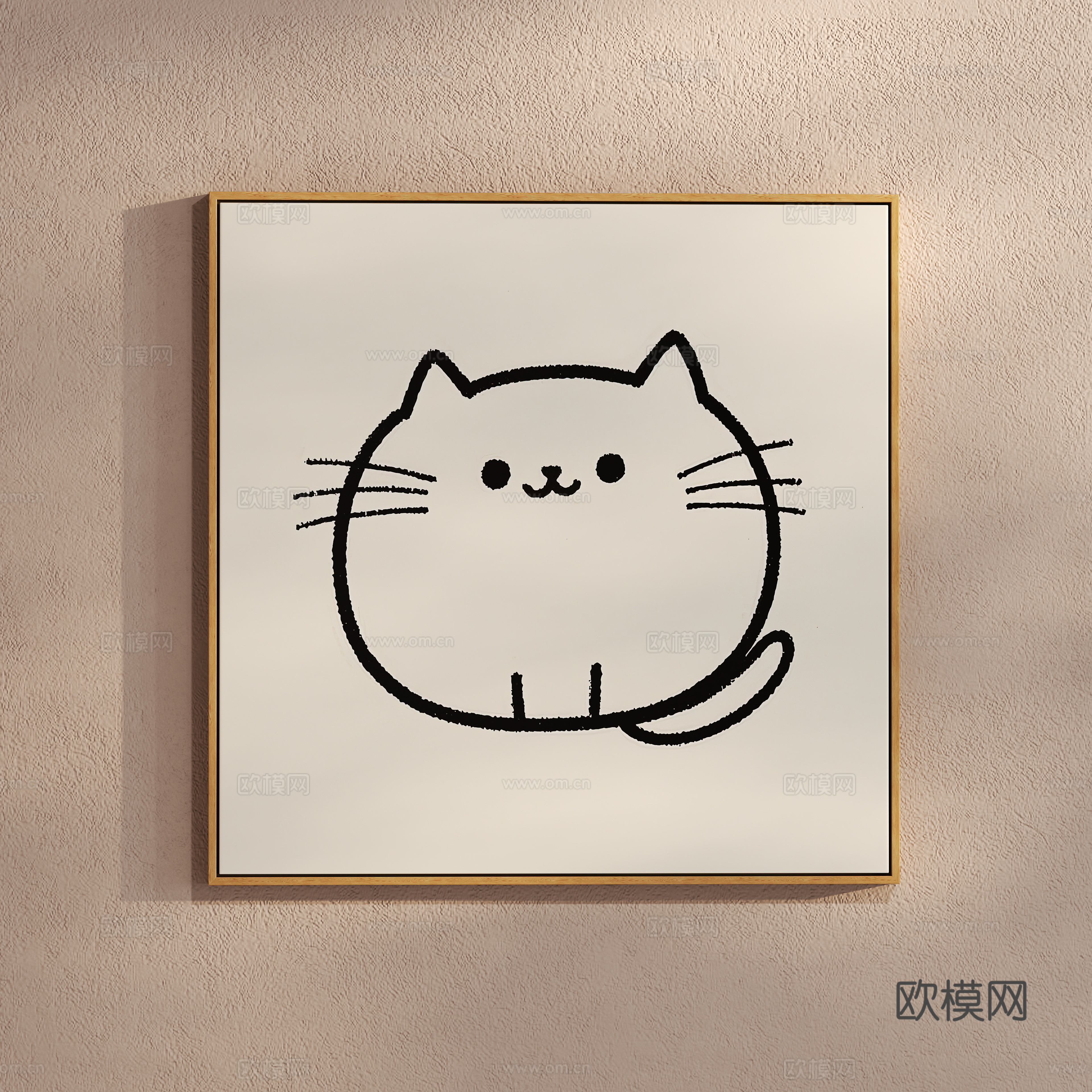 奶油风猫咪画 卡通儿童画3d模型