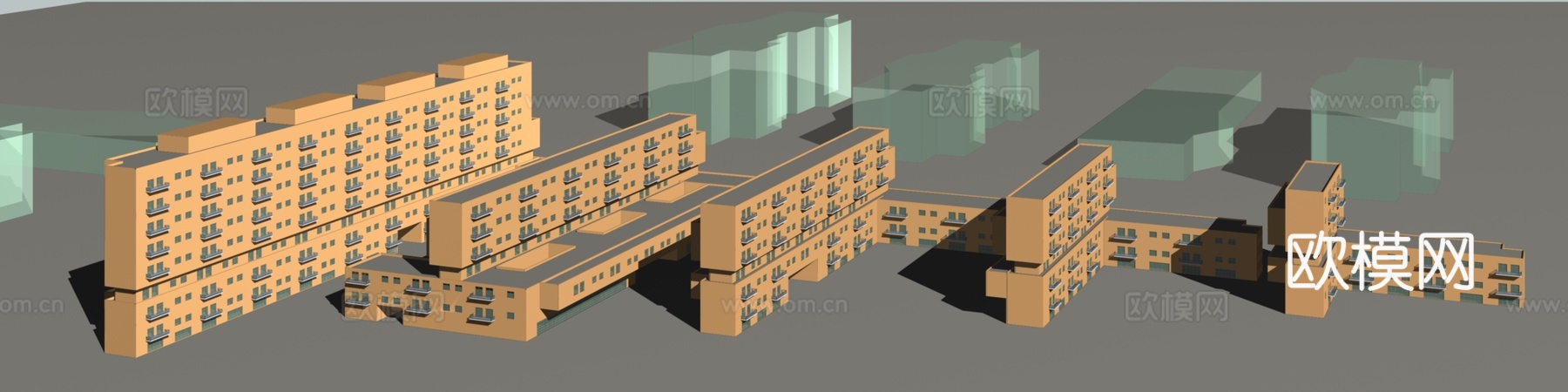 群楼 建筑群体 城市鸟瞰免费3d模型