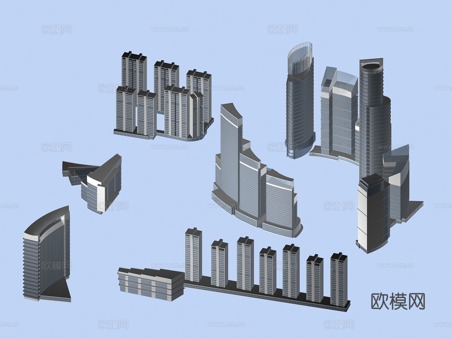 建筑群楼免费3d模型