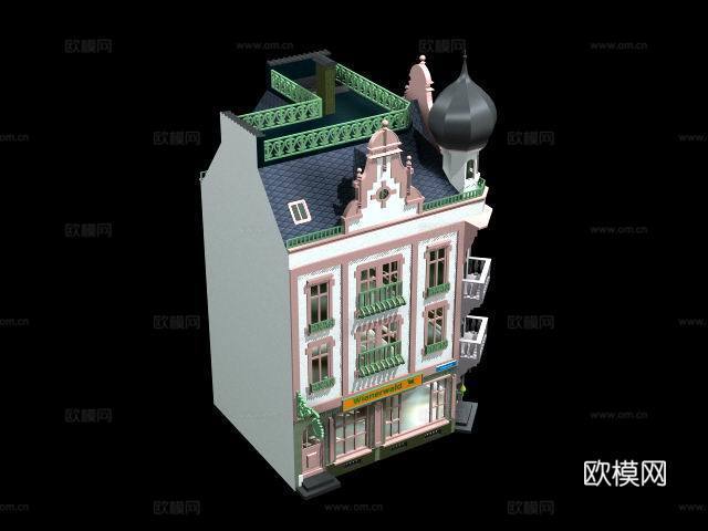 欧式住宅楼外观免费3d模型下载(渲染图2)