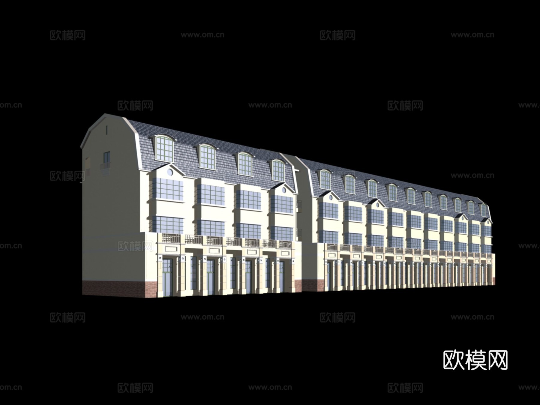 裙房 沿街裙楼免费3d模型下载（渲染图2）