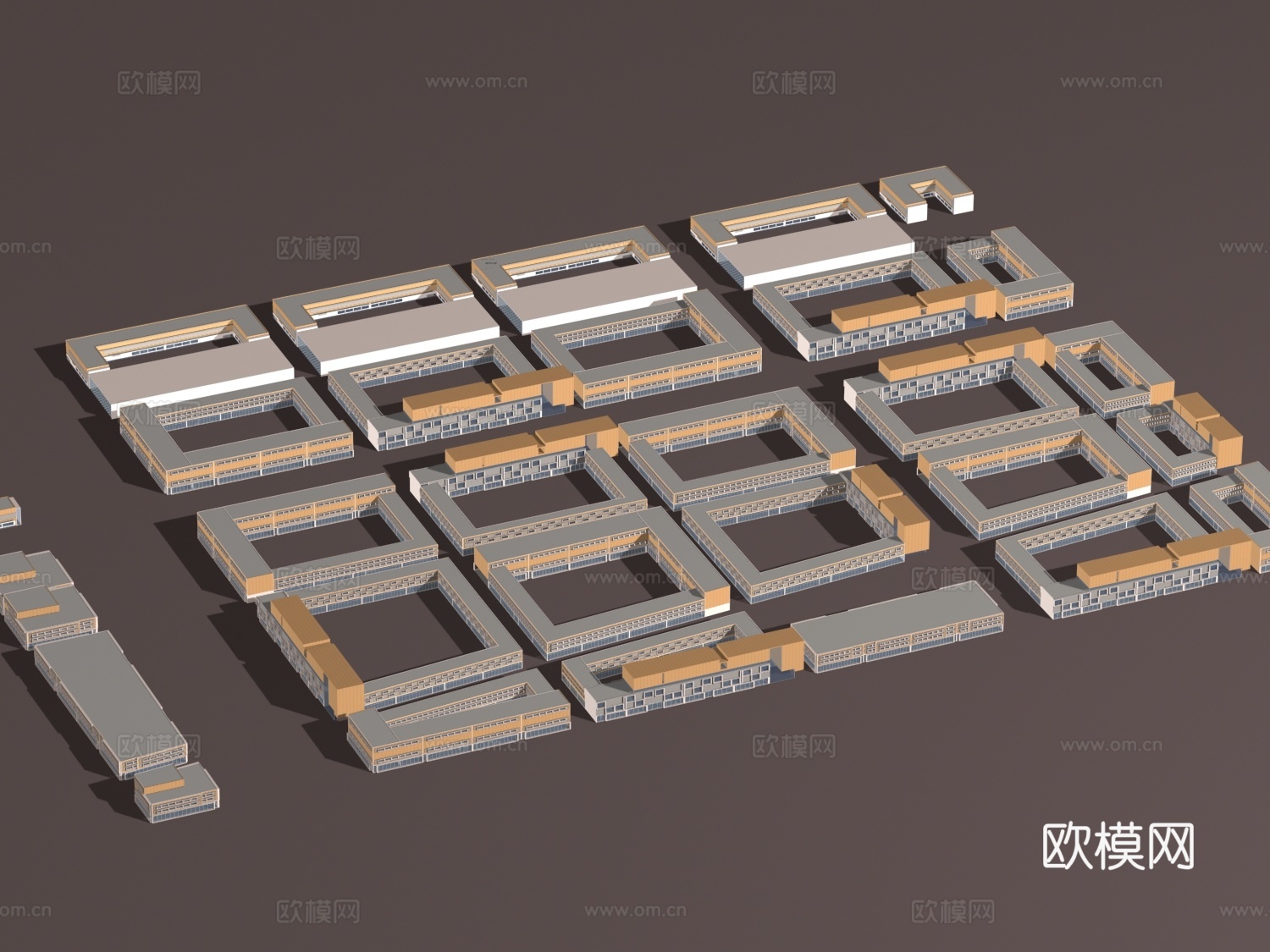 群楼 建筑群体 城市鸟瞰免费3d模型