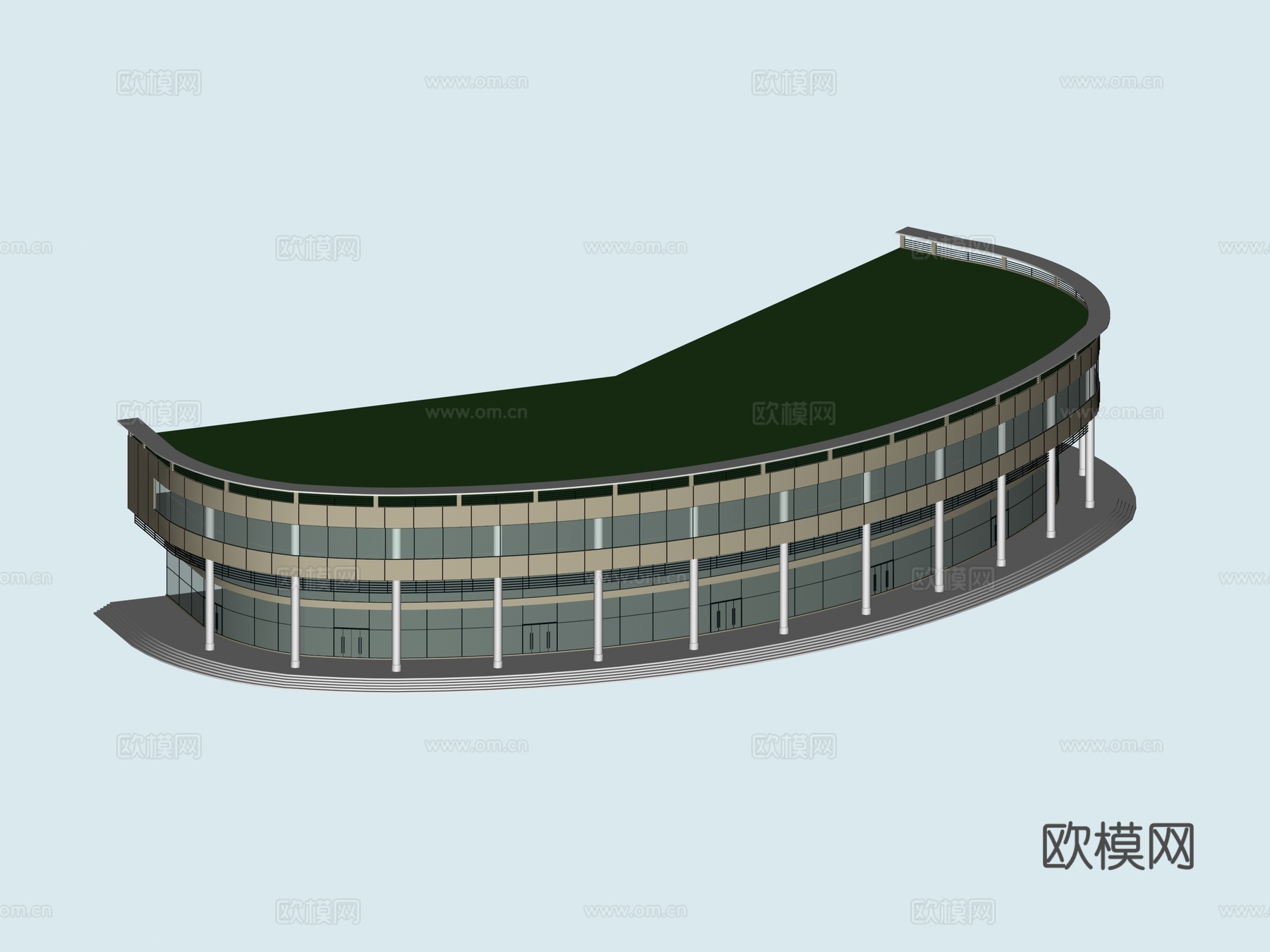 裙房 沿街裙楼免费3d模型下载（渲染图1）