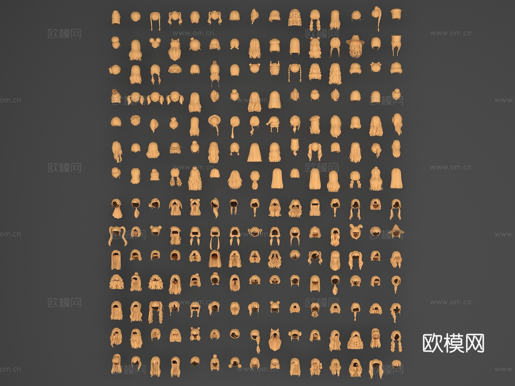 卡通发型 头发 卡通头发 卡通人物发型3d模型下载