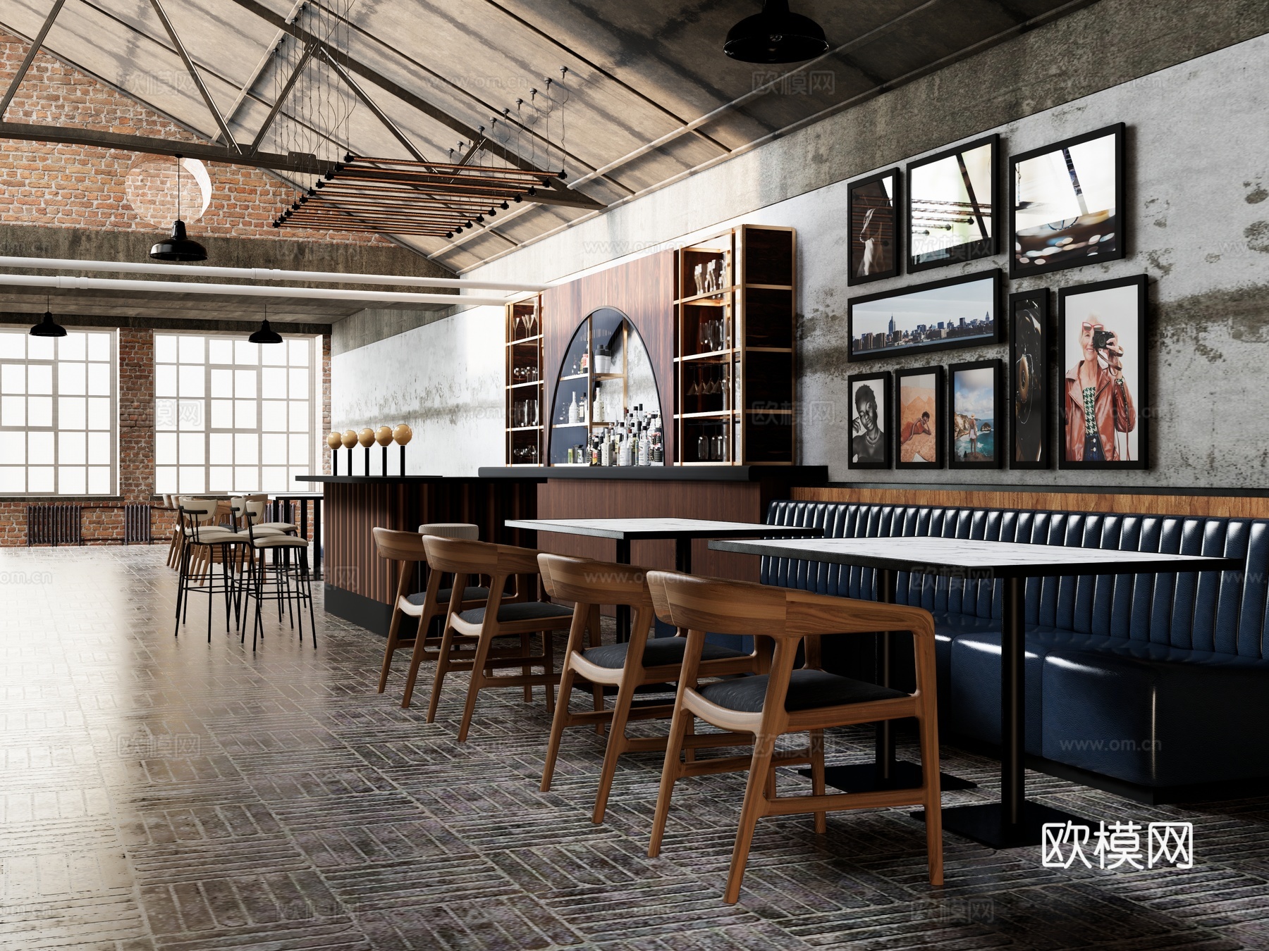 中古风酒吧 清吧su模型下载（渲染图2）