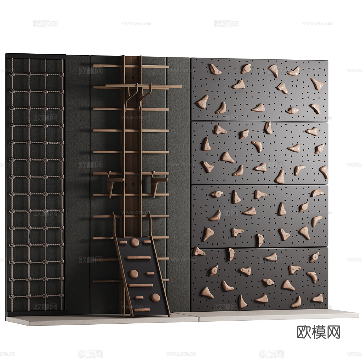 新中式儿童攀岩墙3d模型下载（渲染图1）