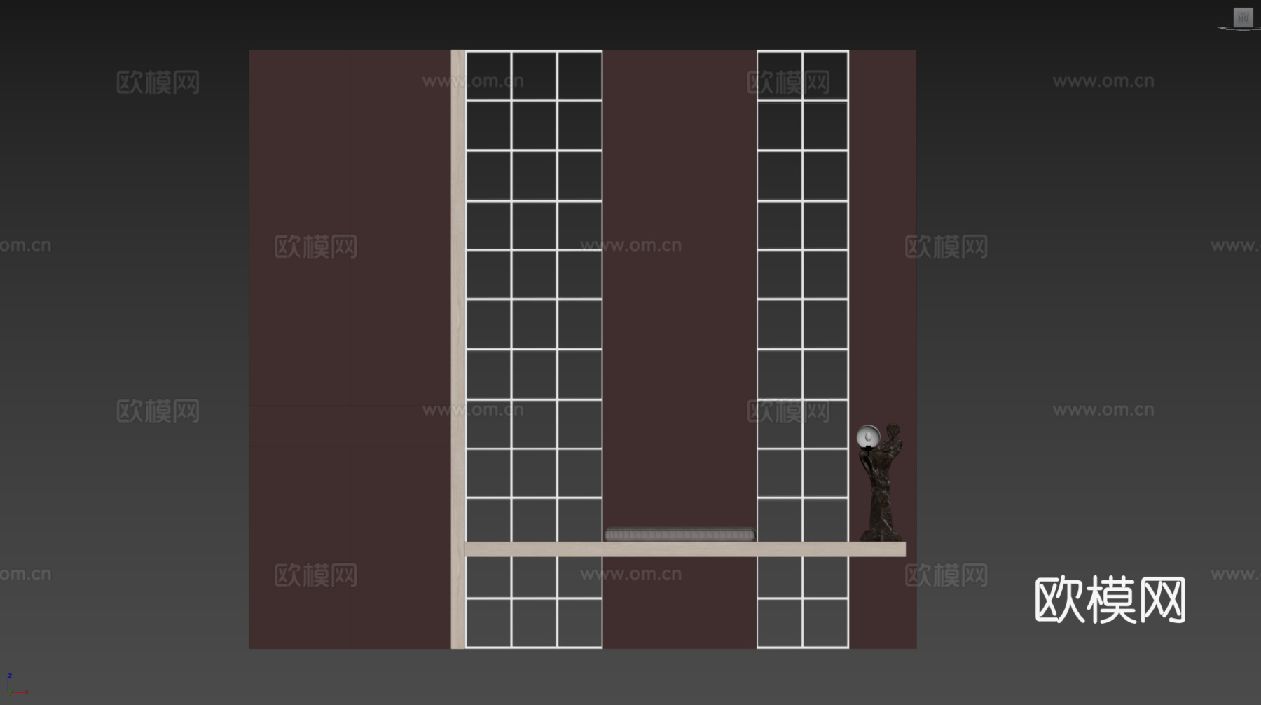 玻璃砖隔断 玄关隔断su模型