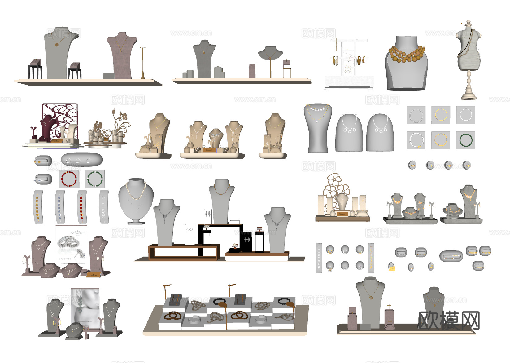 珠宝 首饰 钻戒 项链 手镯su模型下载（渲染图1）