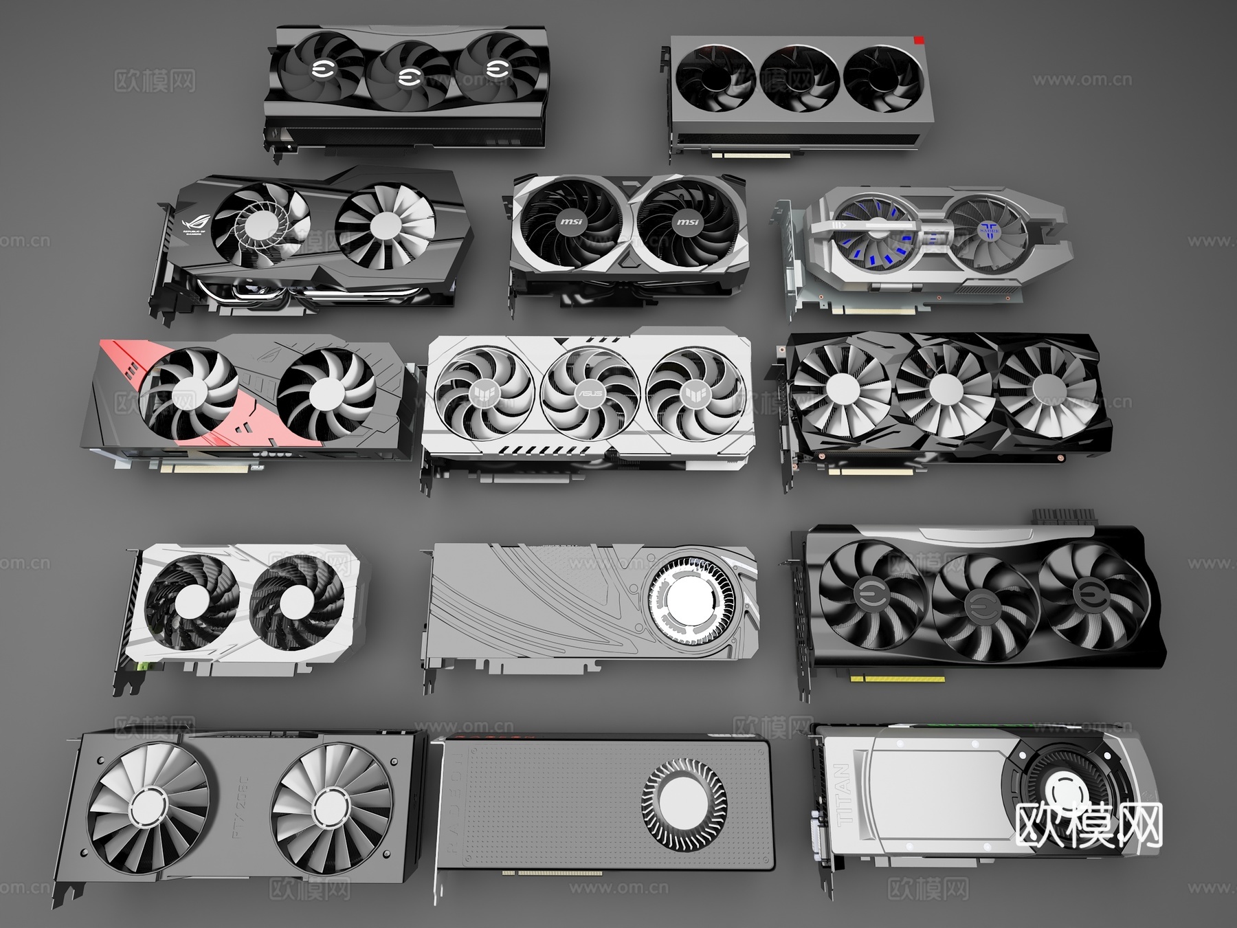 电脑显卡 GPU 3090 华硕显卡 涡轮显卡3d模型