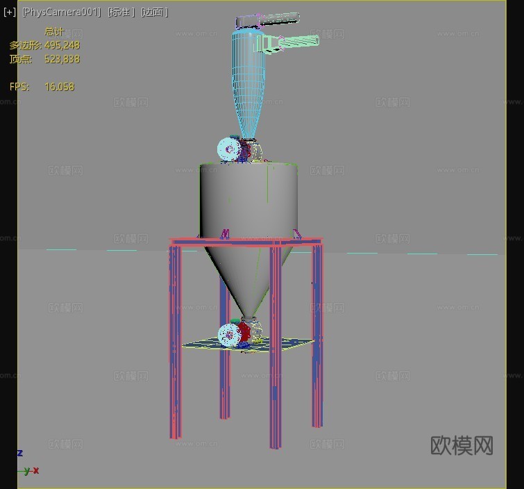 立式双螺旋锥形混料机 轻质干粉混合机 混料机3d模型