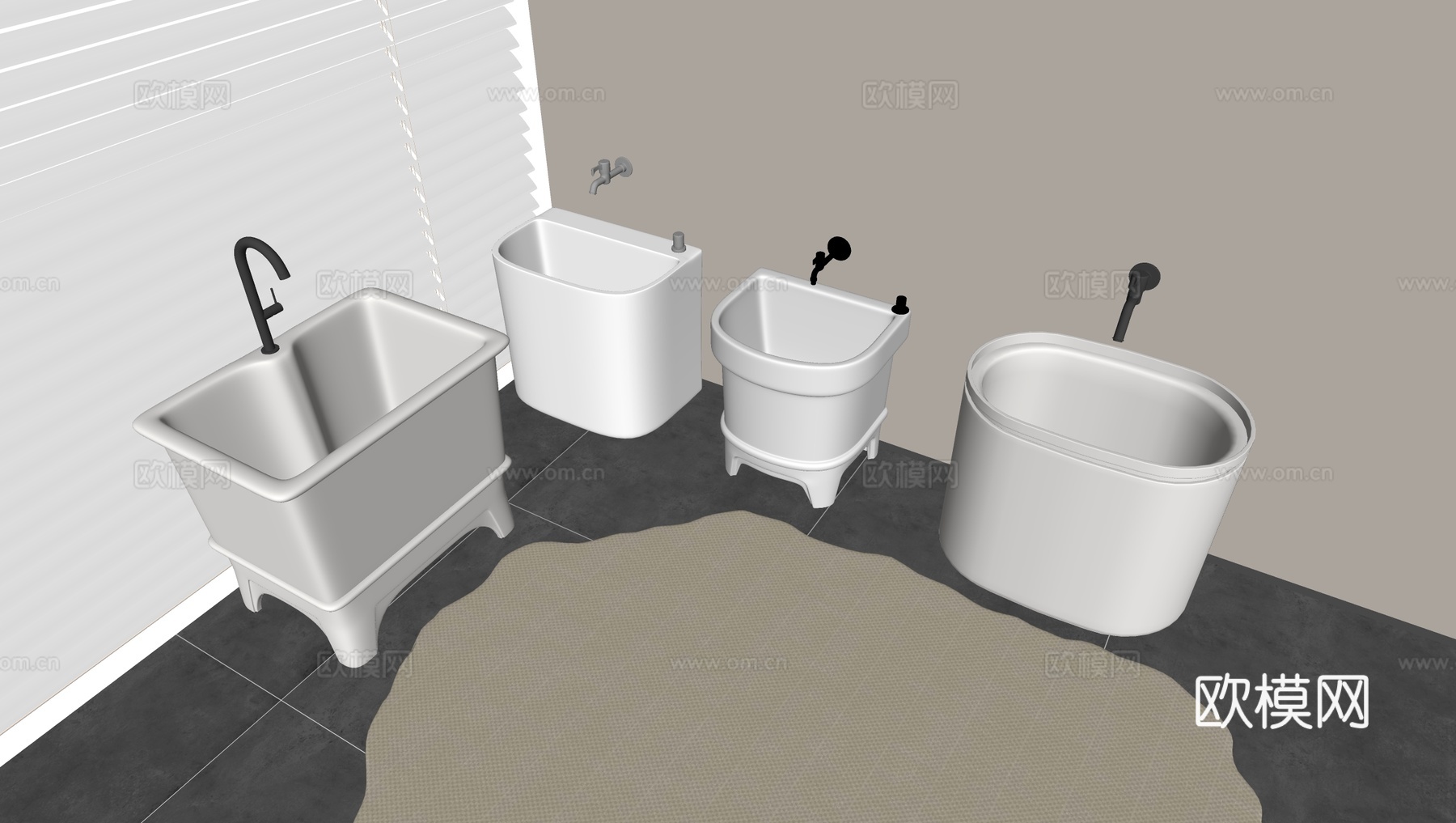 拖把池 拖布池 墩布池su模型下载（渲染图1）