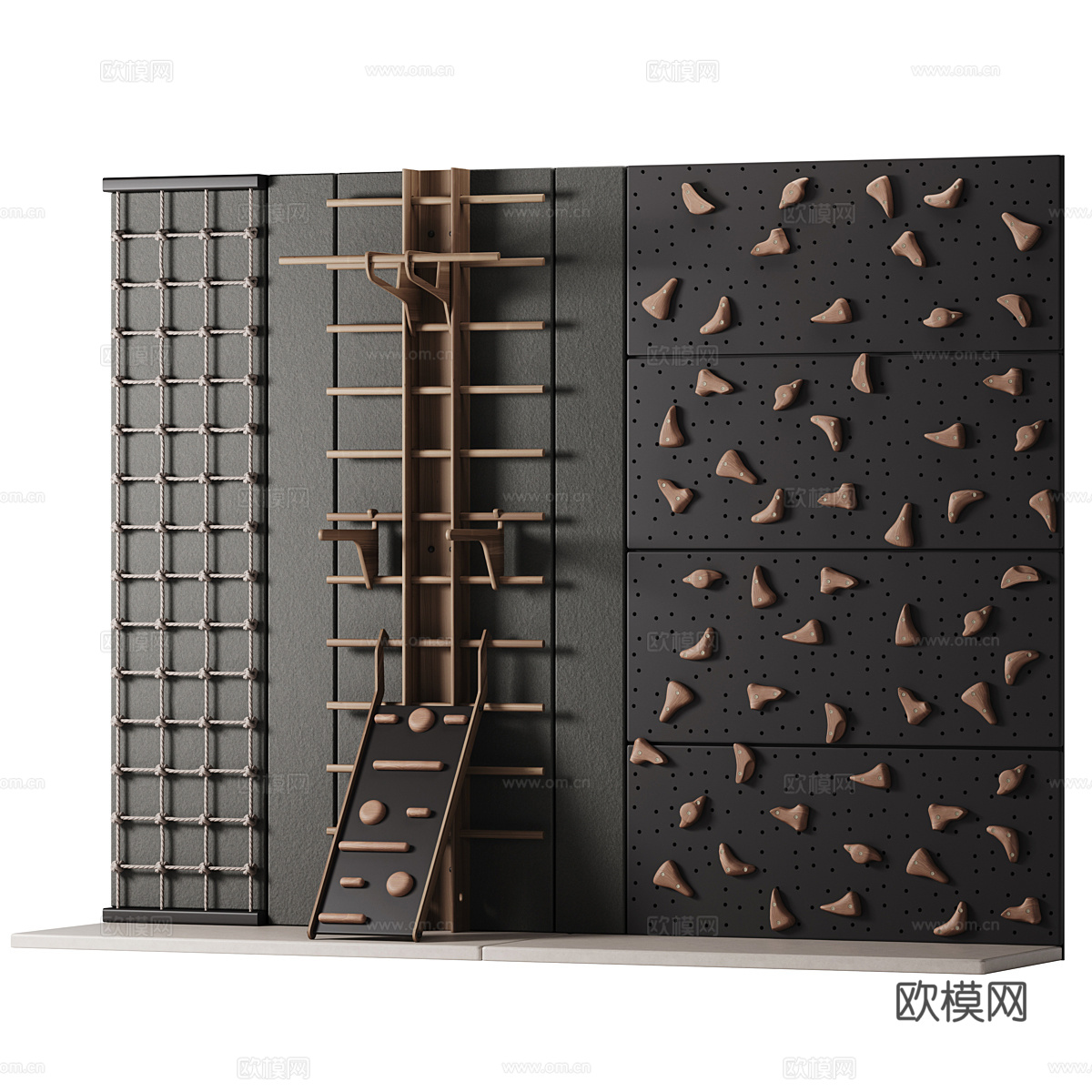 新中式儿童攀岩墙3d模型下载（渲染图2）