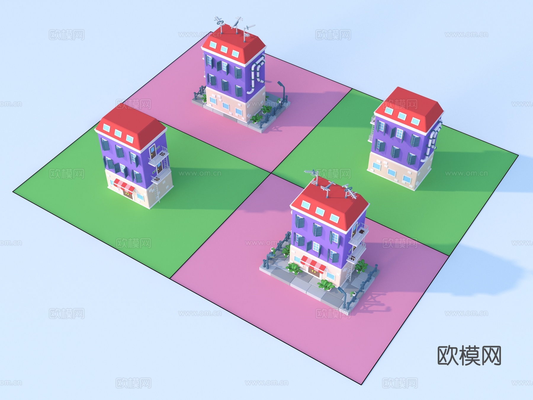 卡通玩具 建筑积木3d模型