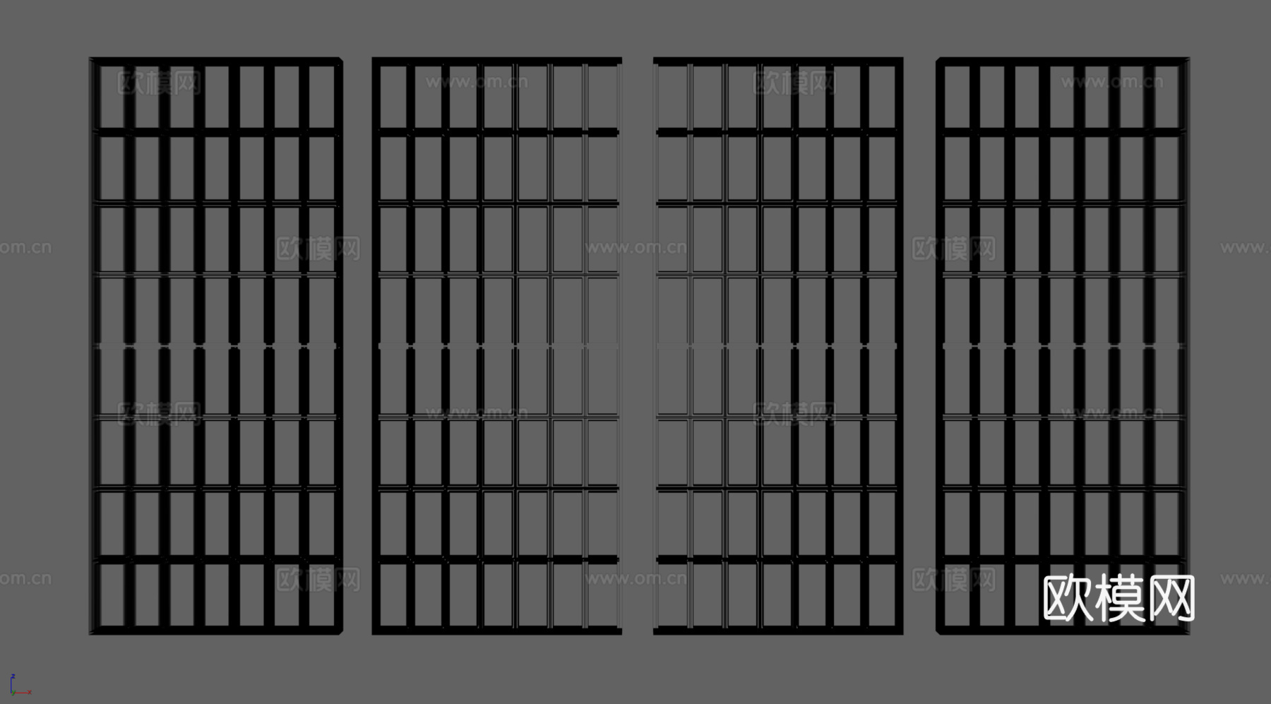 玻璃砖隔断 玄关隔断su模型