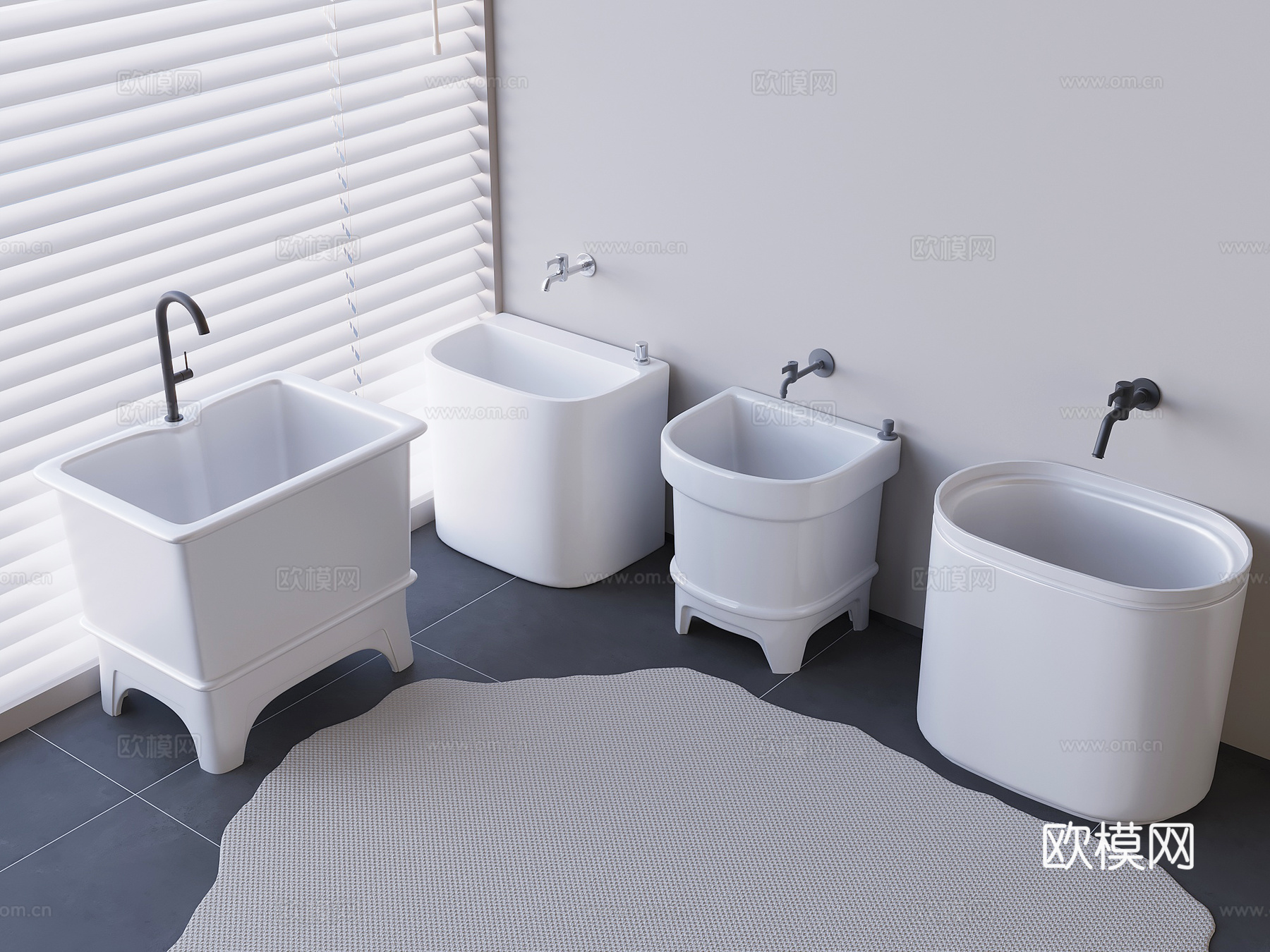 拖把池 拖布池 墩布池su模型下载（渲染图2）