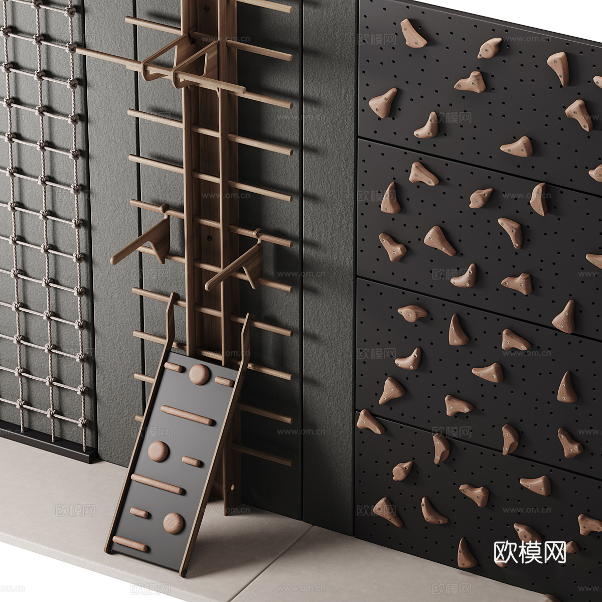 新中式儿童攀岩墙3d模型下载（渲染图5）