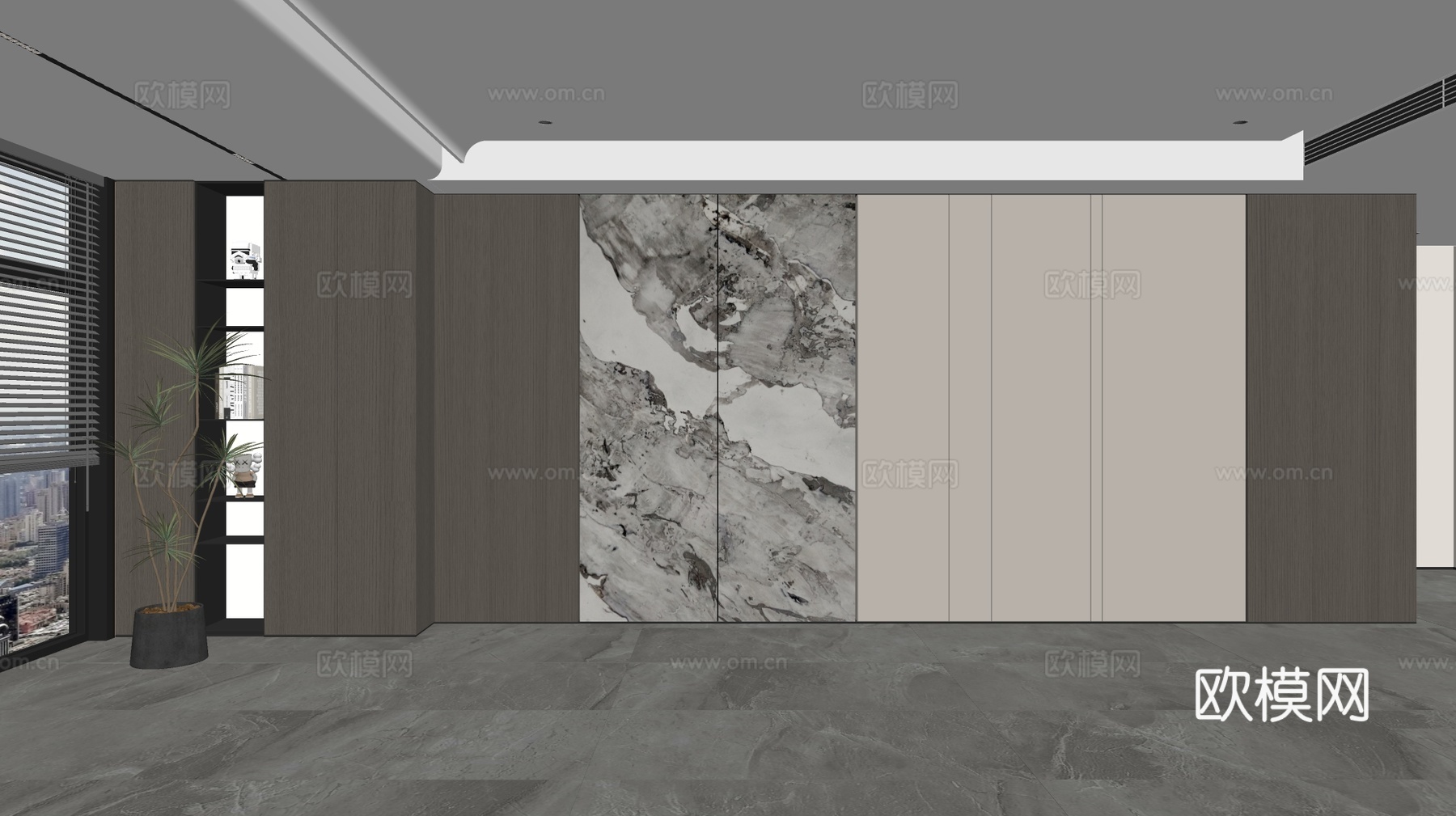 现代背景墙 沙发背景su模型下载（渲染图1）