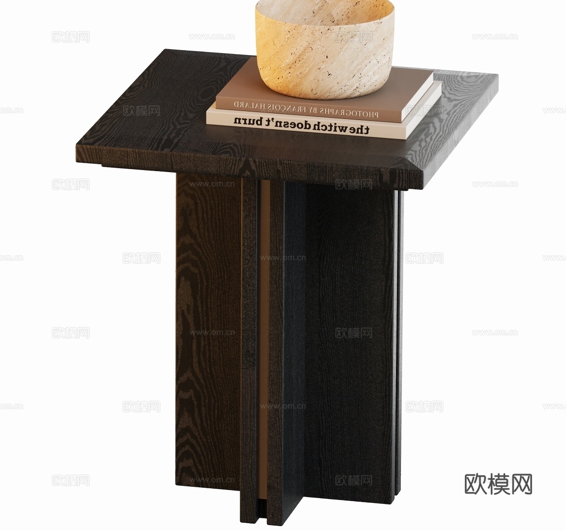 现代实木边几 角几3d模型下载（渲染图2）