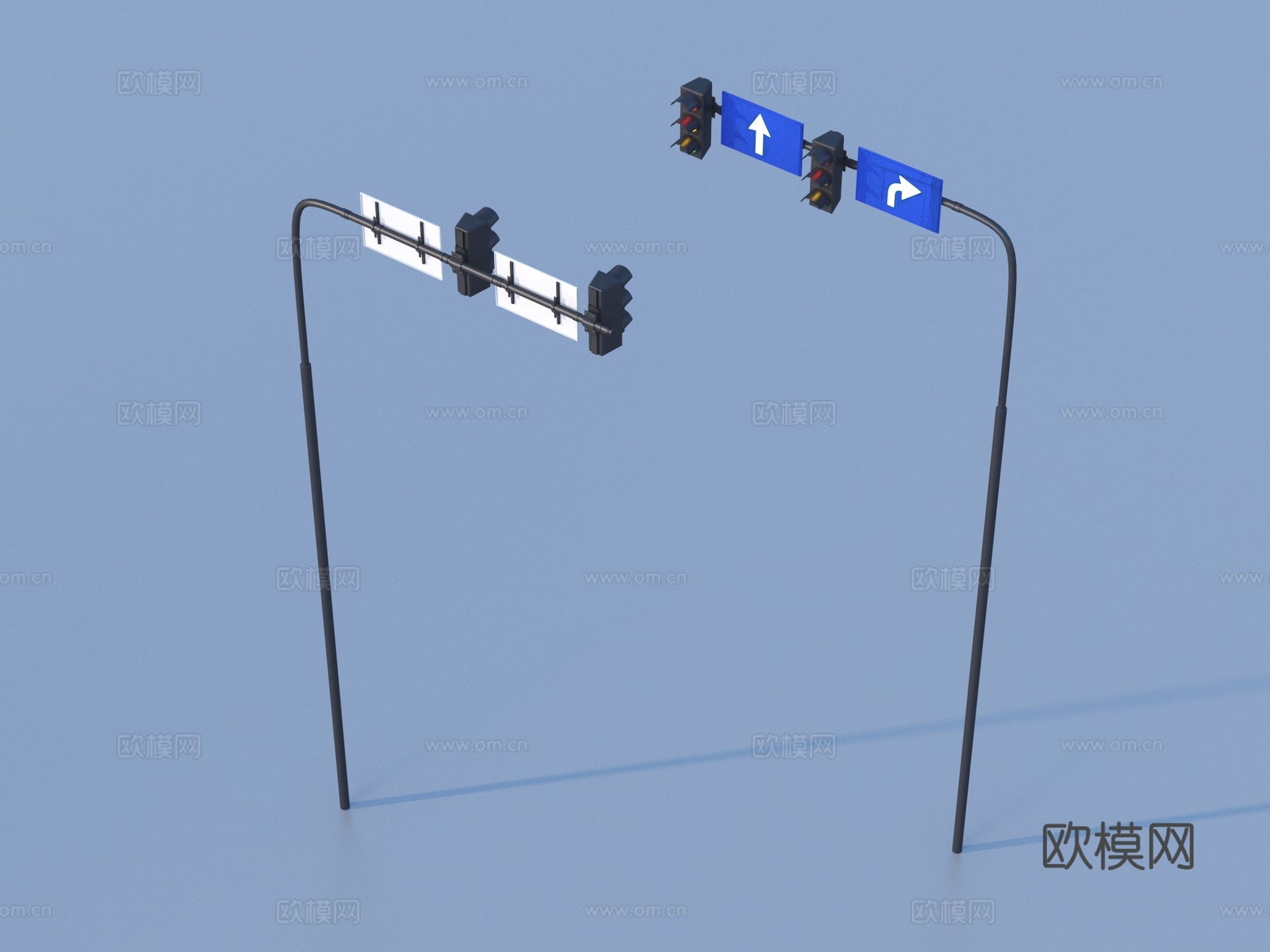 红绿灯 路标 路口指示牌3d模型