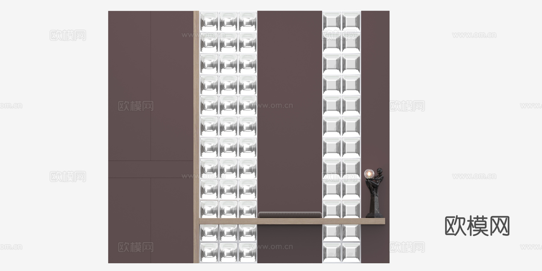 玻璃砖隔断 玄关隔断su模型