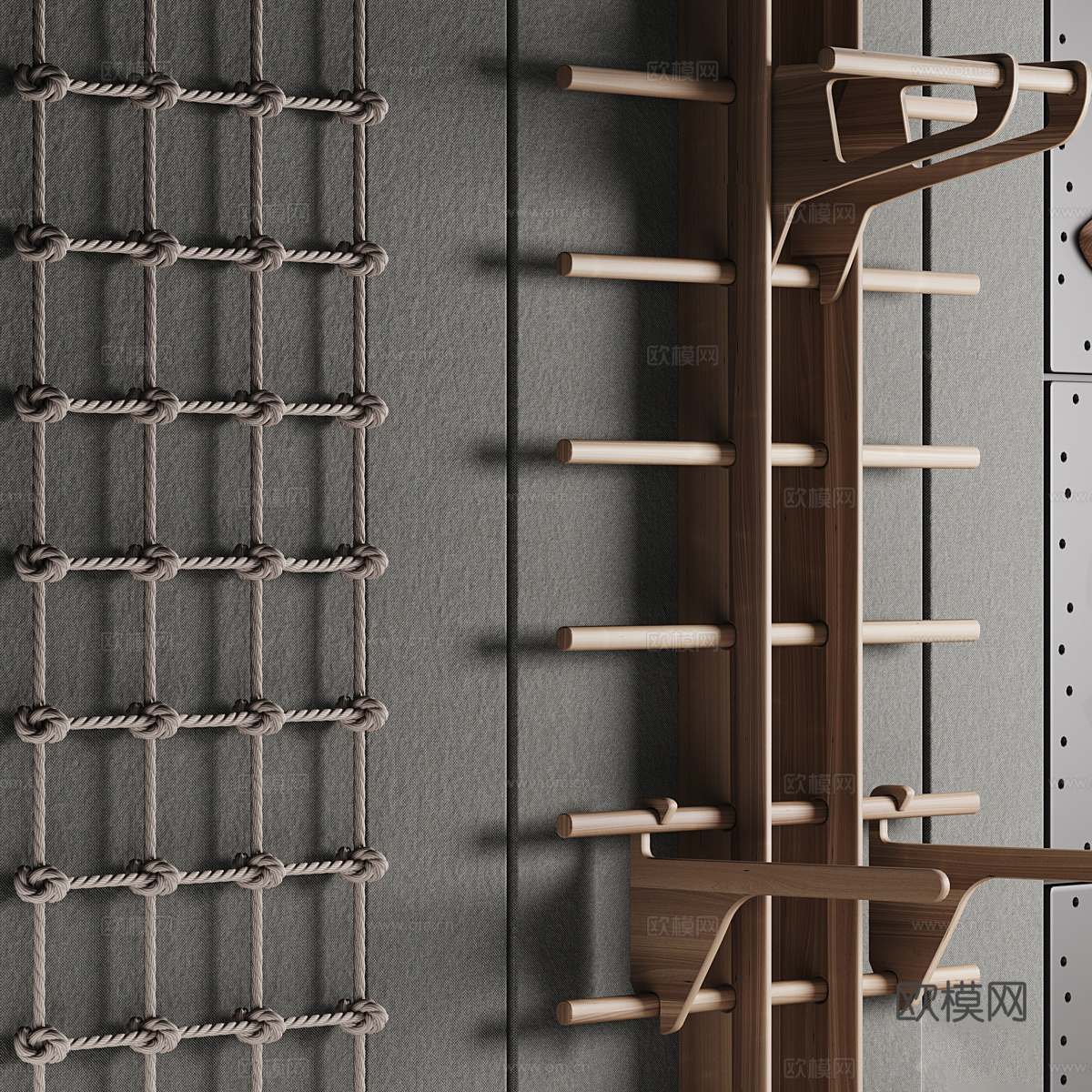 新中式儿童攀岩墙3d模型下载（渲染图4）