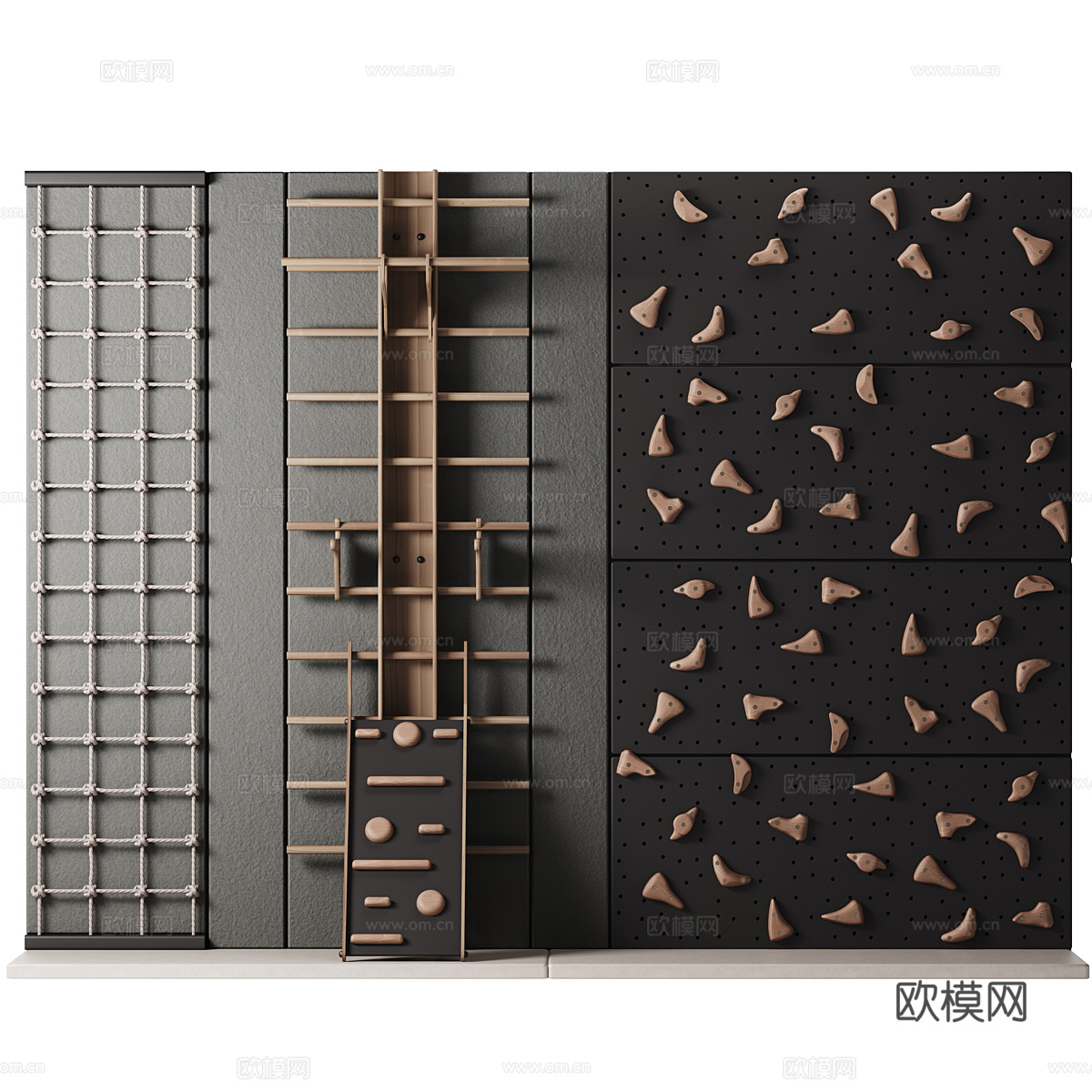 新中式儿童攀岩墙3d模型下载（渲染图3）