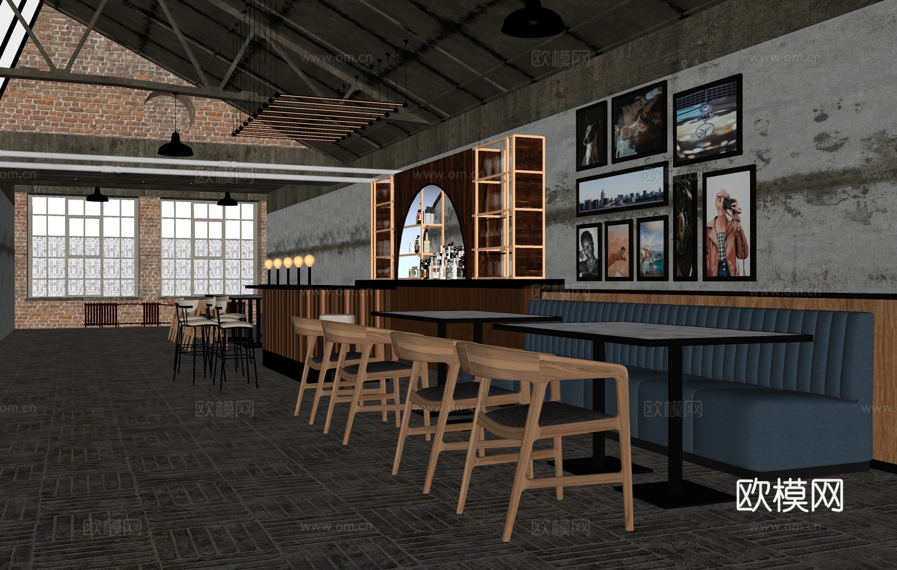 中古风酒吧 清吧su模型下载（渲染图1）