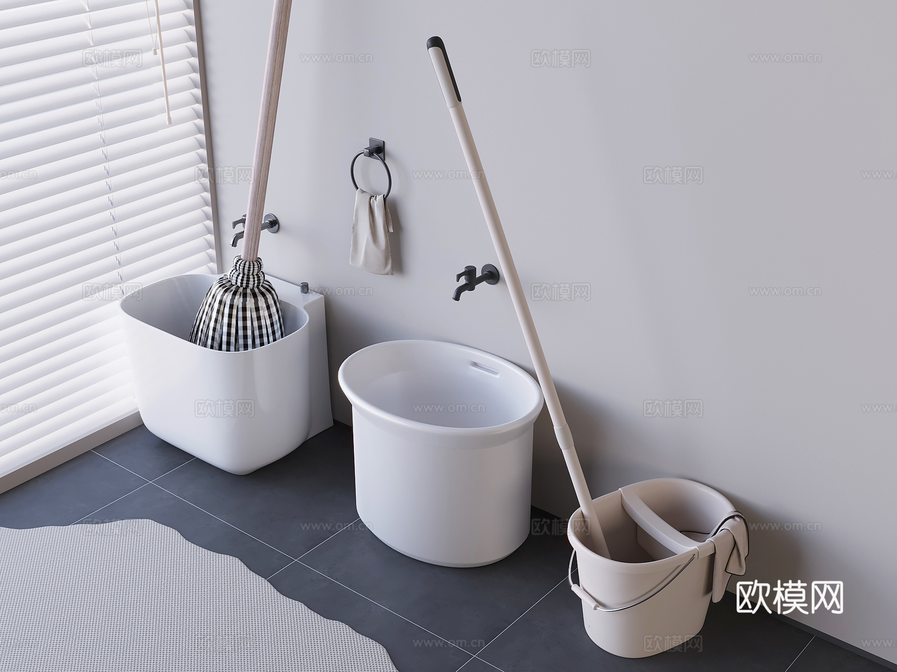 拖把池 拖布池 墩布池su模型下载（渲染图2）