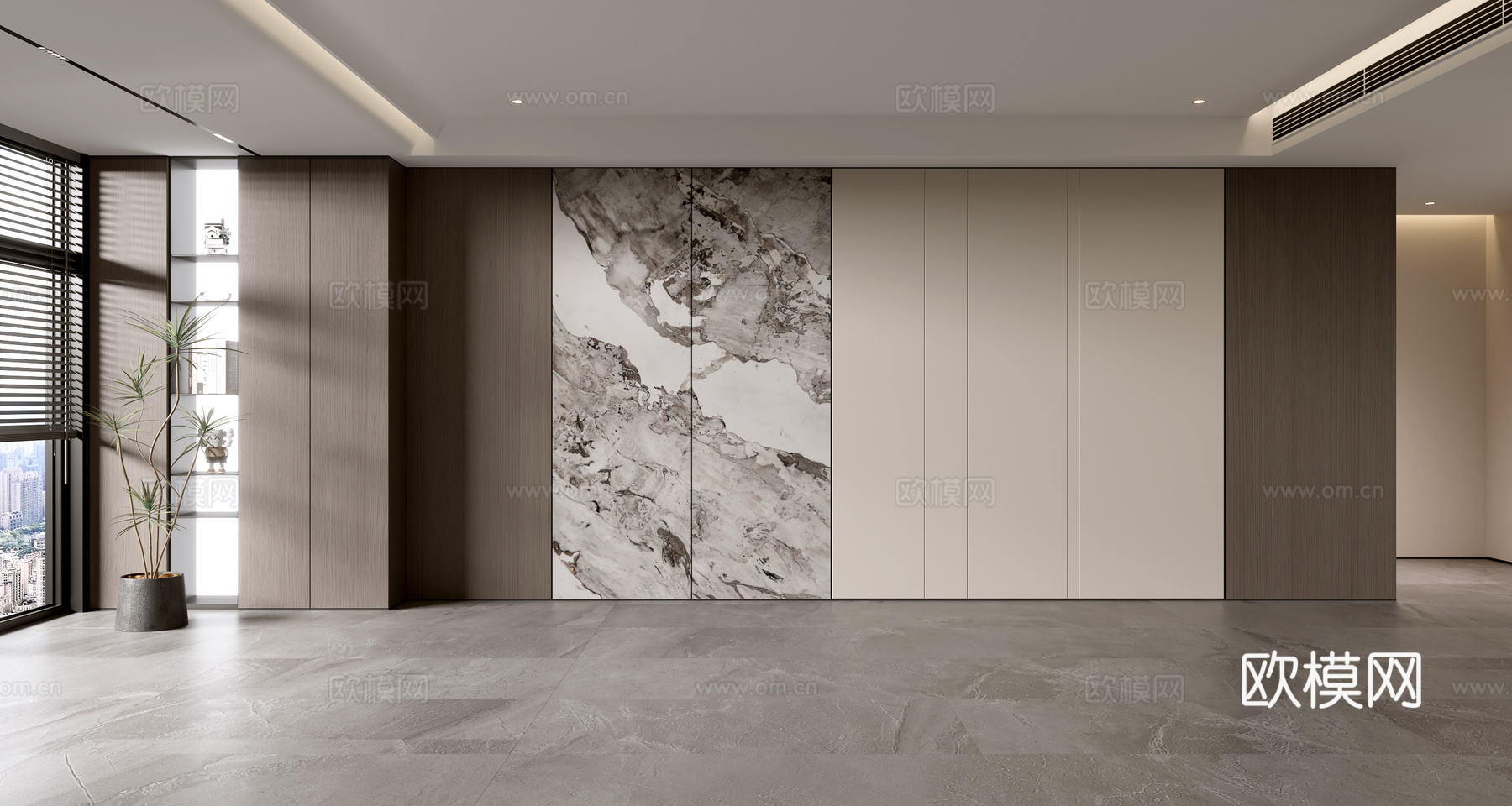 现代背景墙 沙发背景su模型下载（渲染图2）