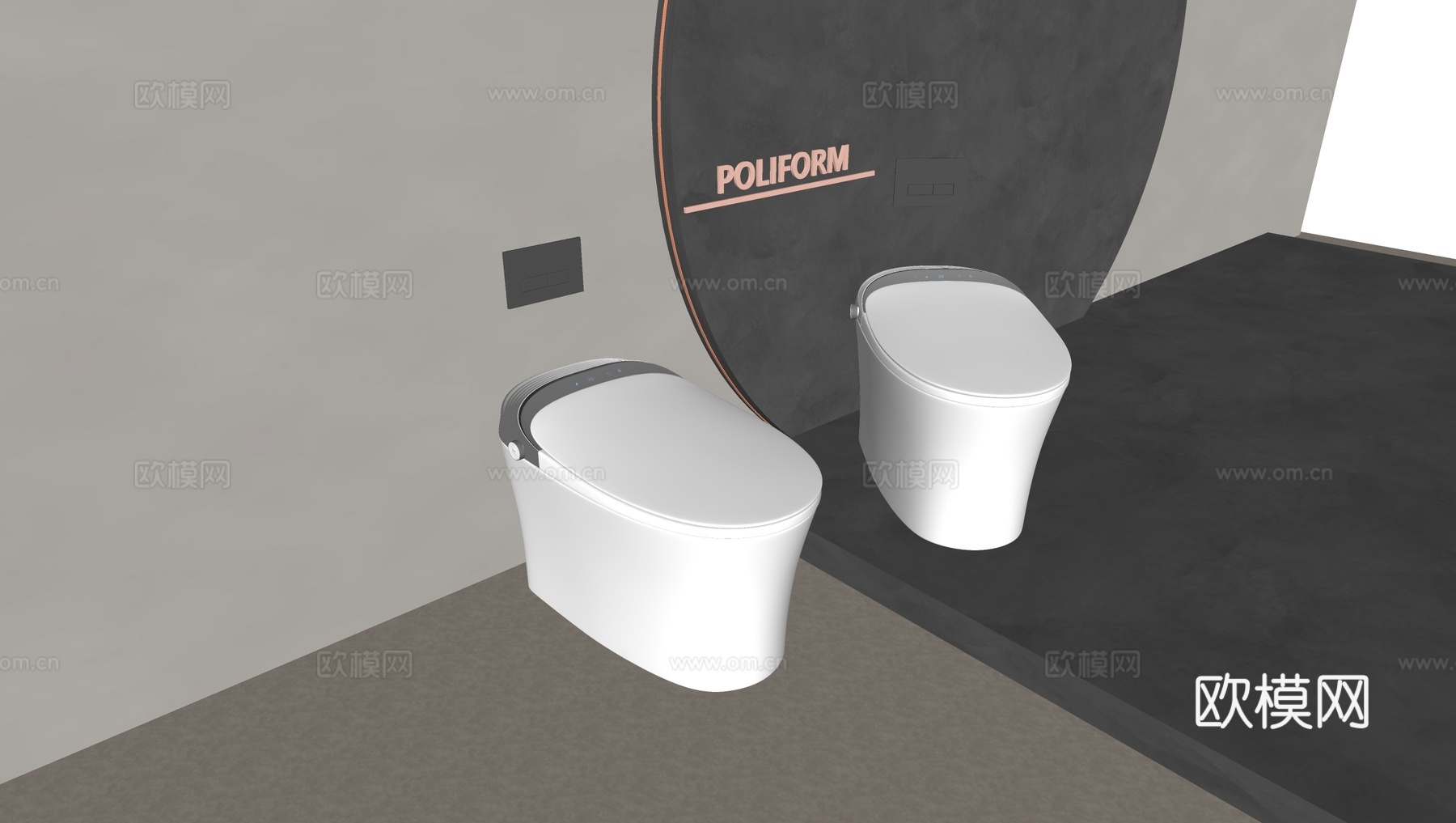 智能马桶 坐便器su模型下载（渲染图1）