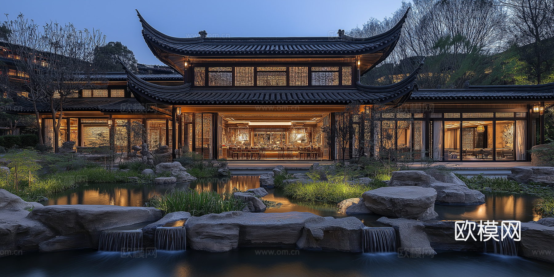 高清园林景观夜景下载