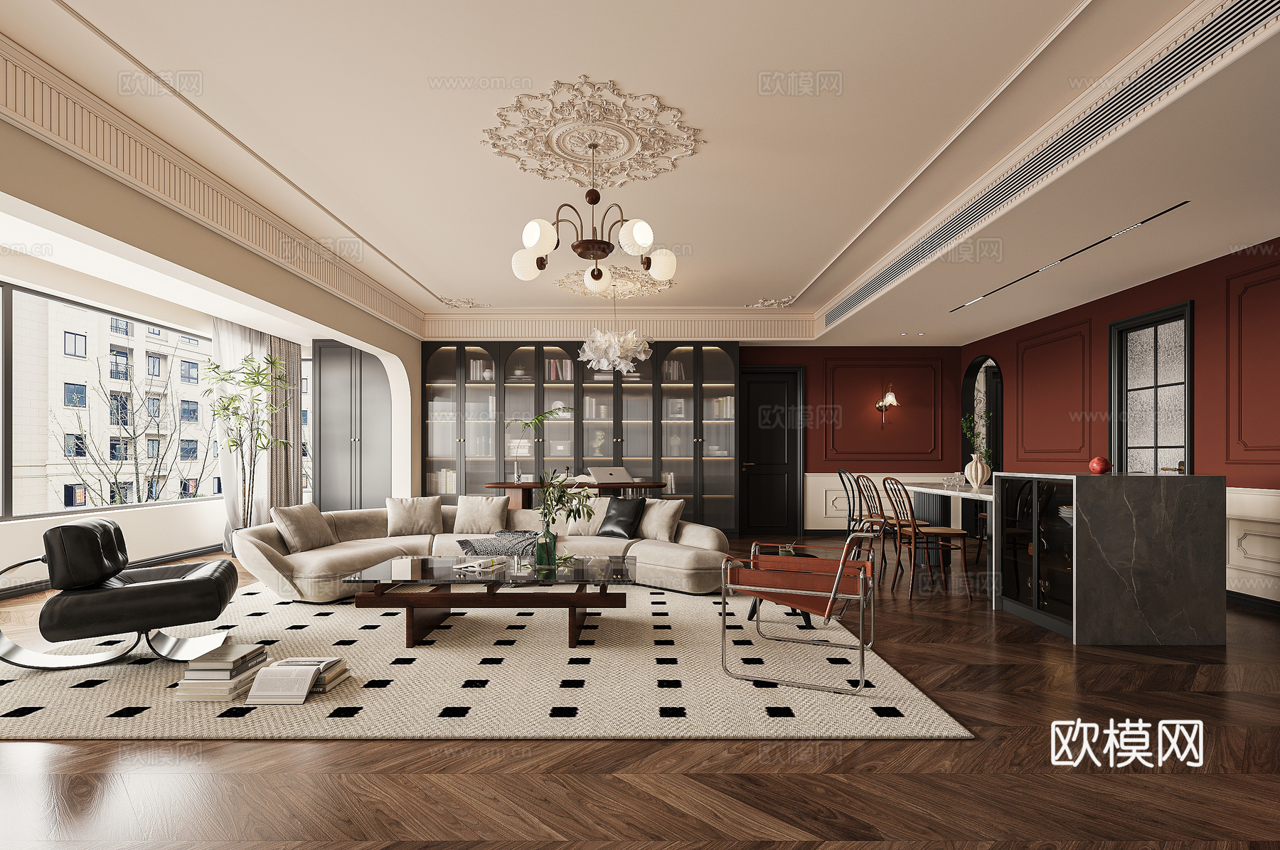 法式客餐厅su模型