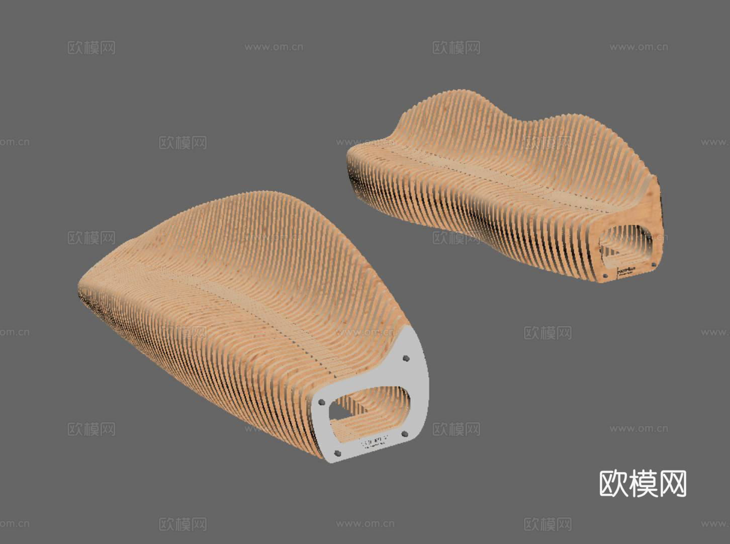 户外椅 异形椅 长椅su模型下载（渲染图1）