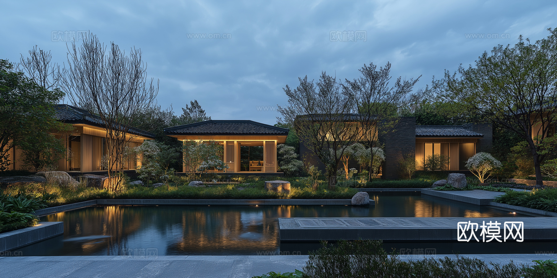 高清园林景观夜景下载