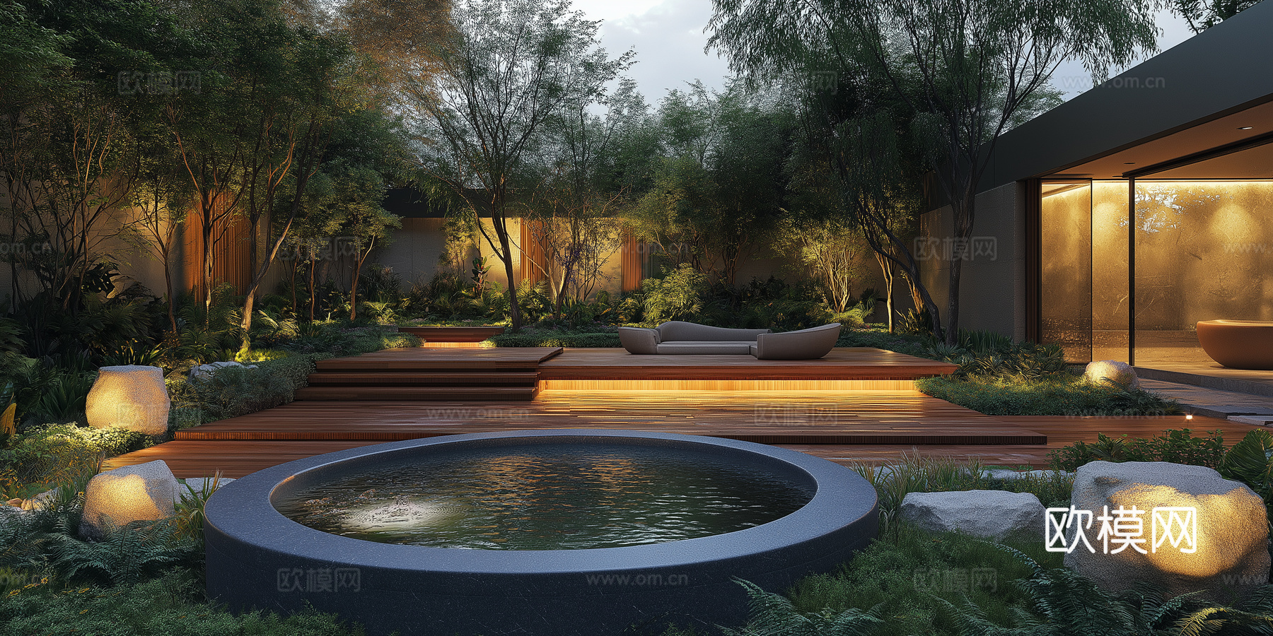 高清园林景观夜景下载