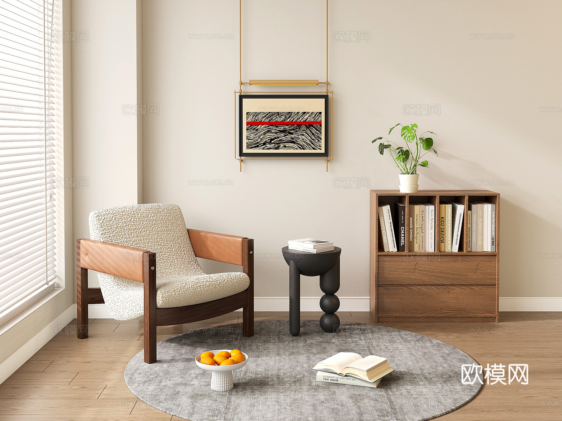 中古风椅子 休闲椅su模型下载（渲染图2）