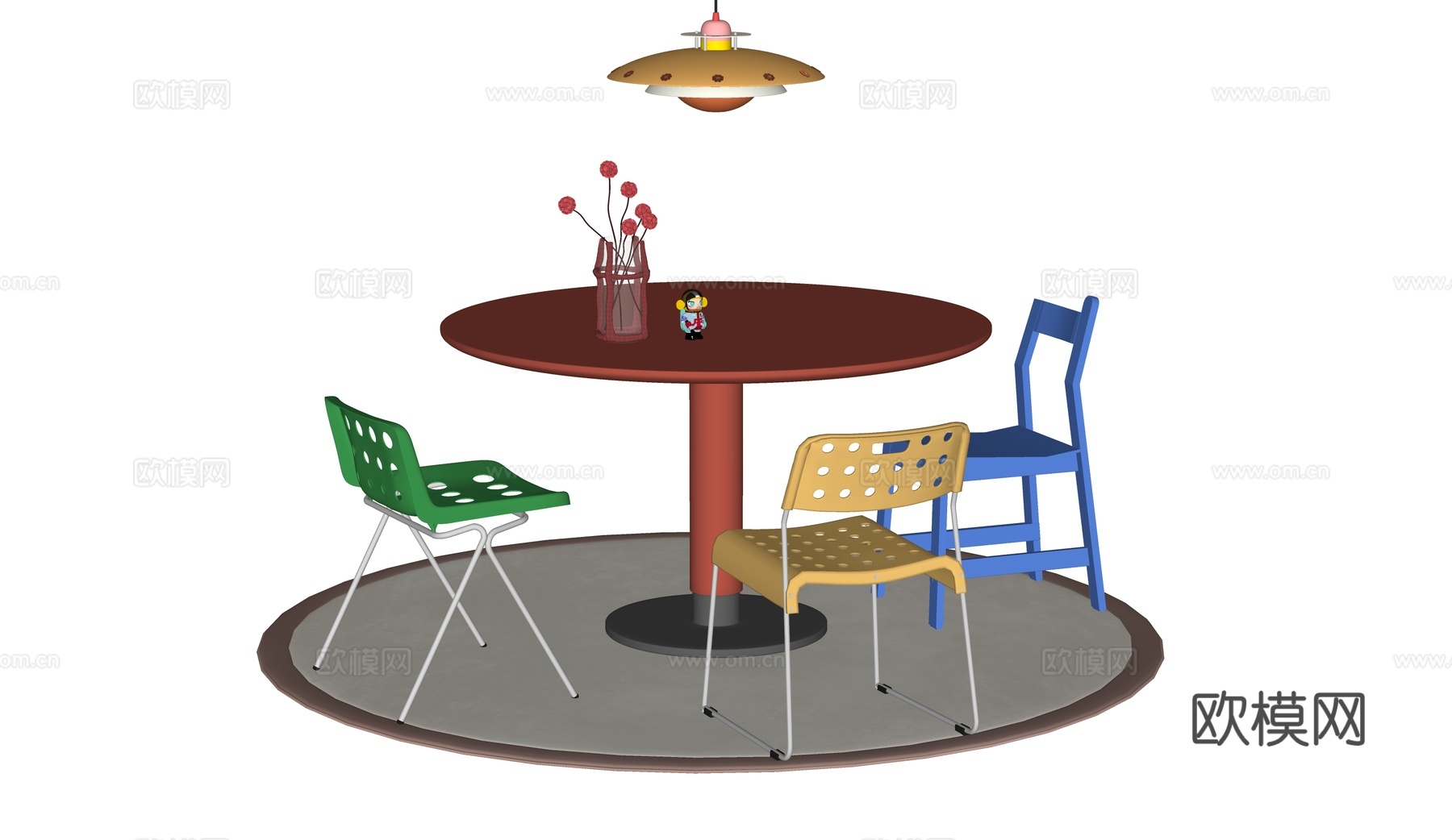 休闲桌椅 洽谈桌椅su模型下载（渲染图1）