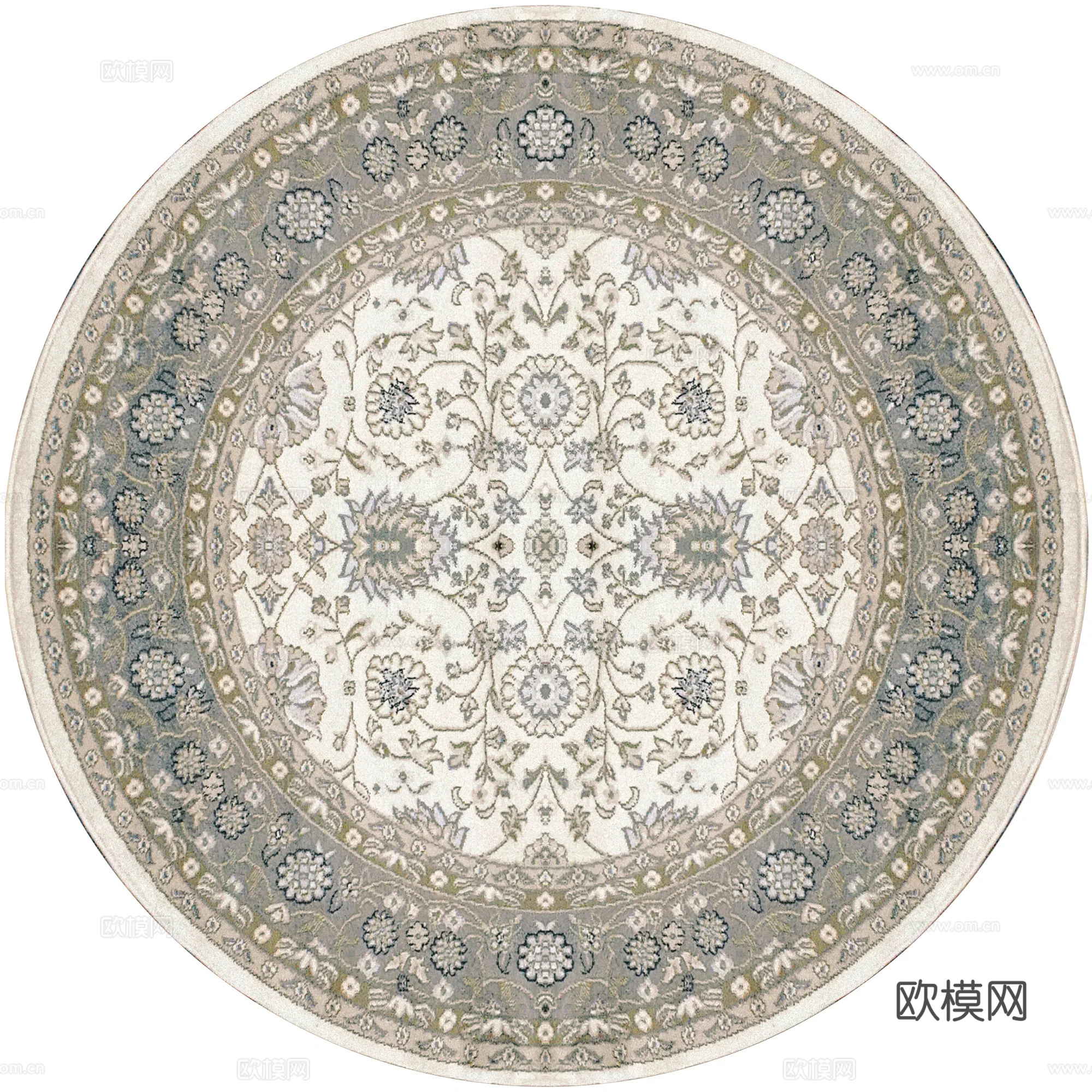 民族风花纹圆形地毯贴图下载