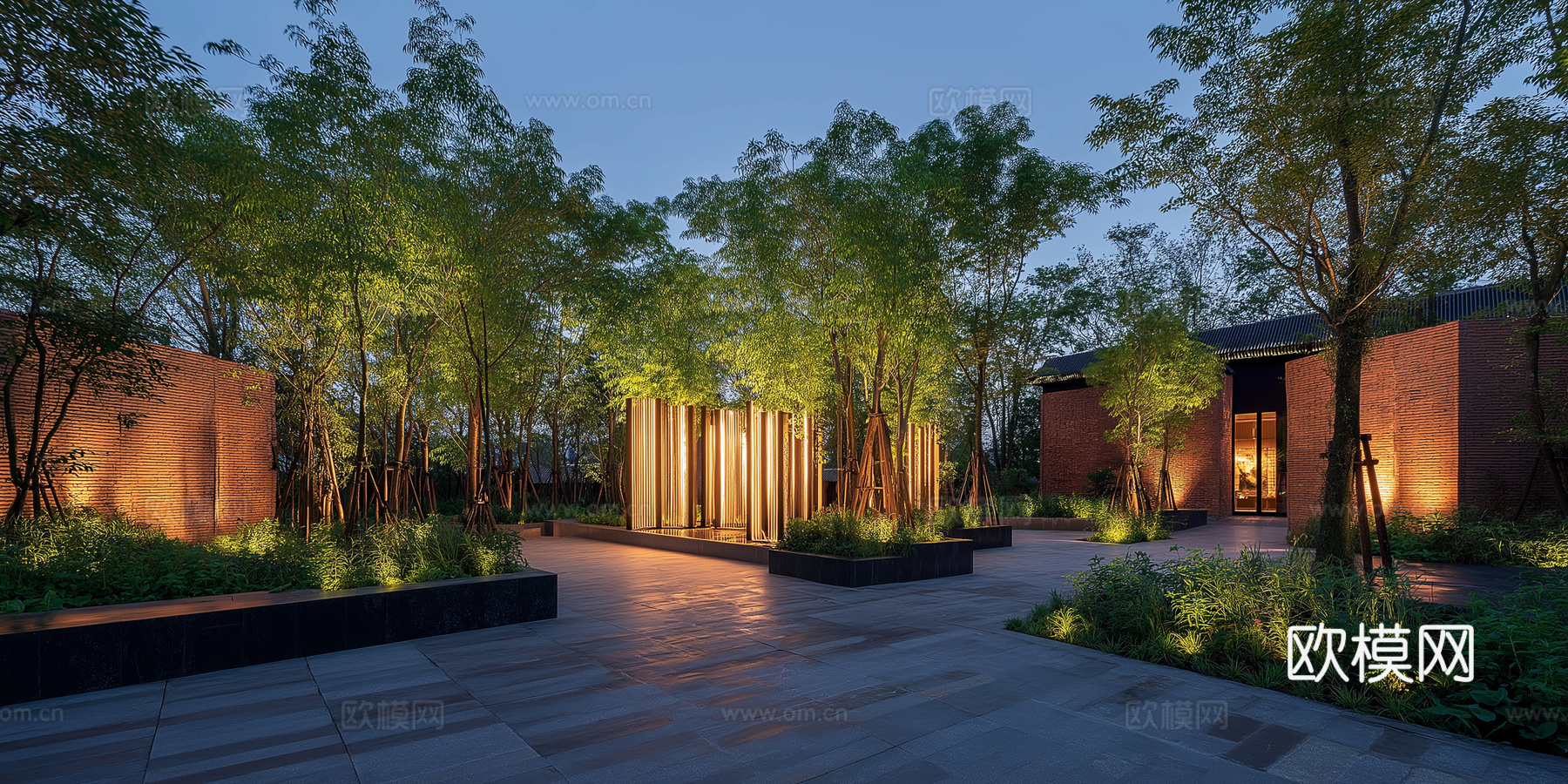 高清园林景观夜景下载