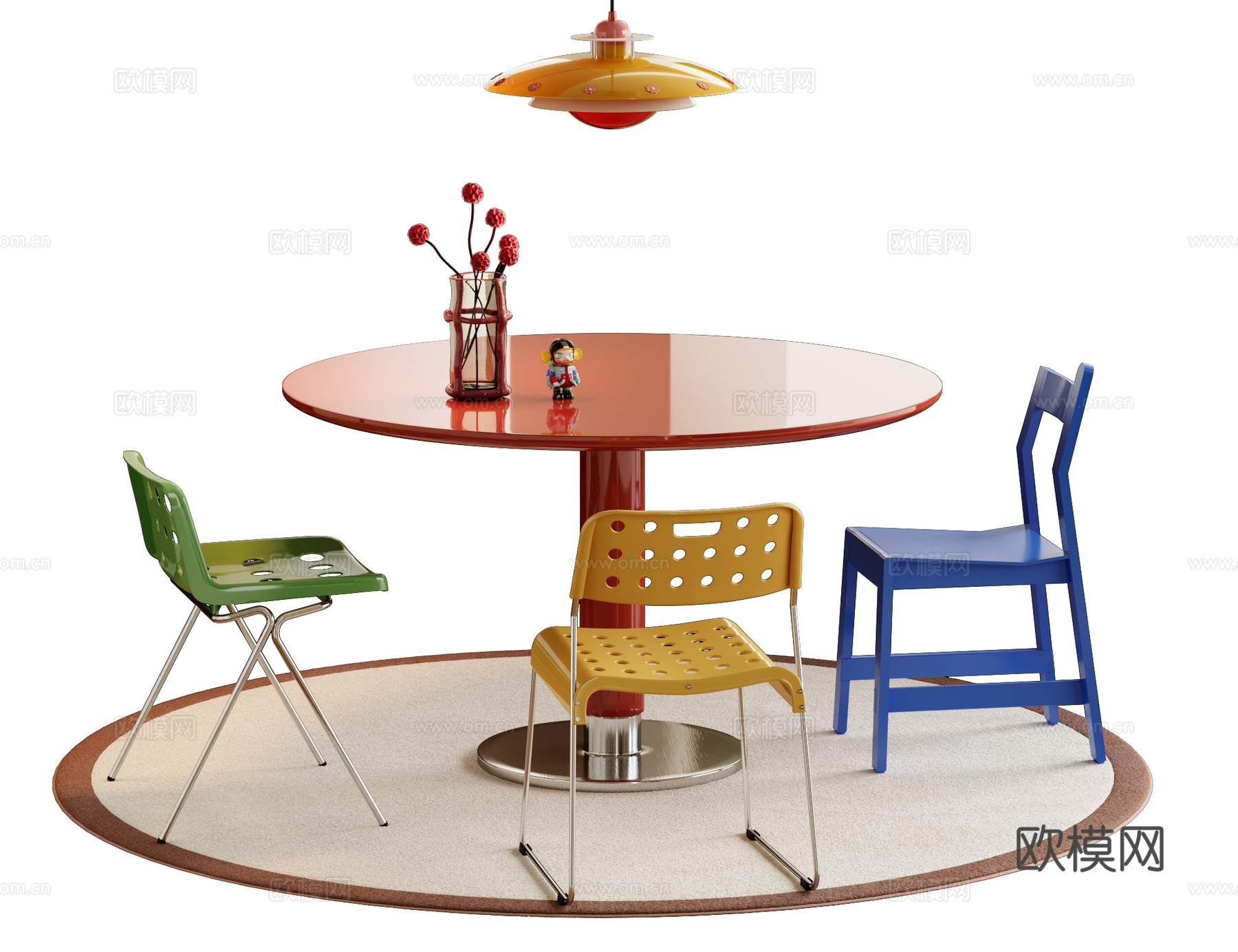 休闲桌椅 洽谈桌椅su模型下载（渲染图2）
