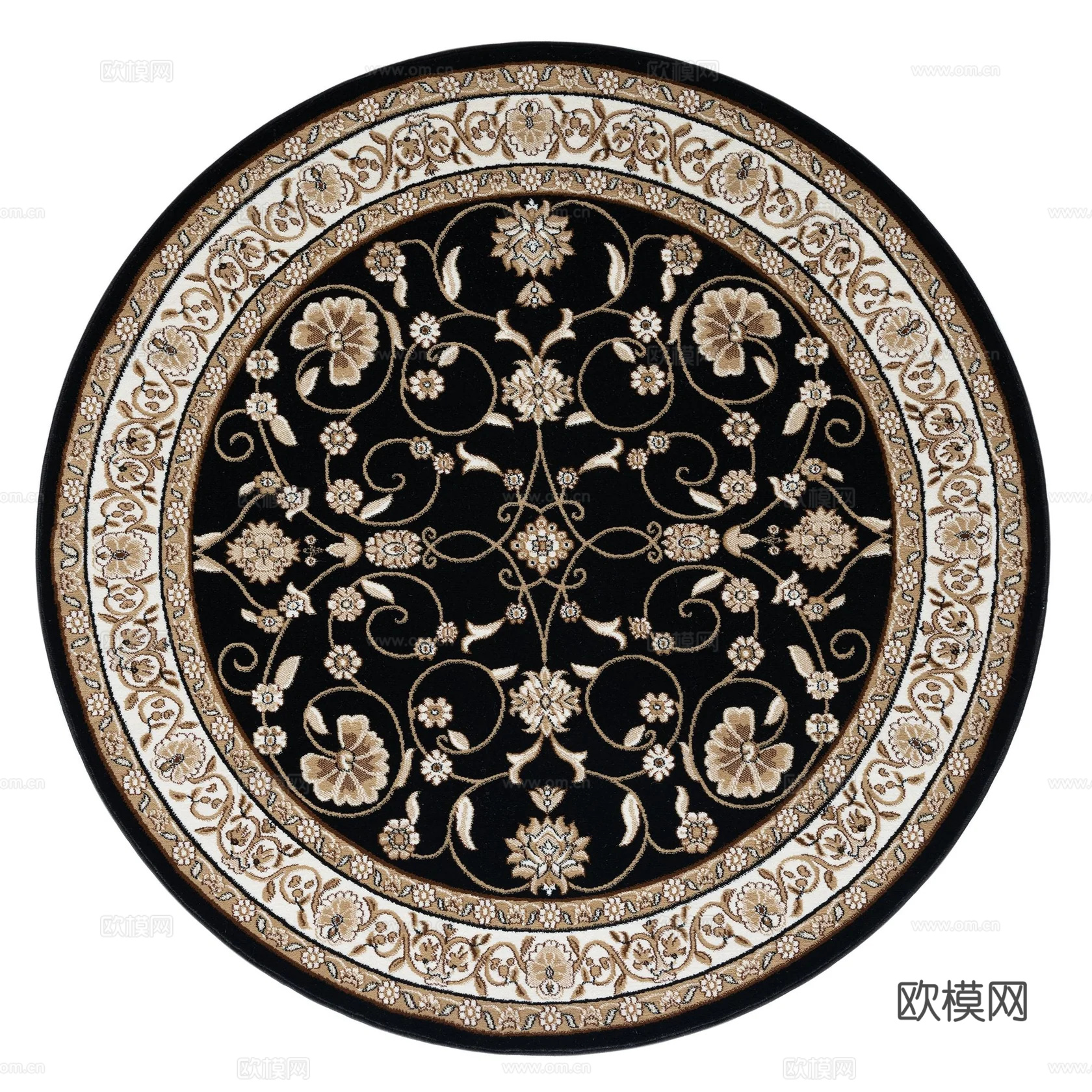 民族风花纹圆形地毯贴图下载