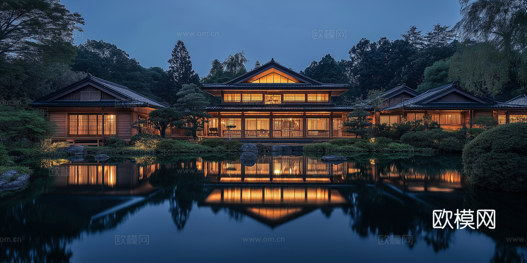 高清园林景观夜景下载