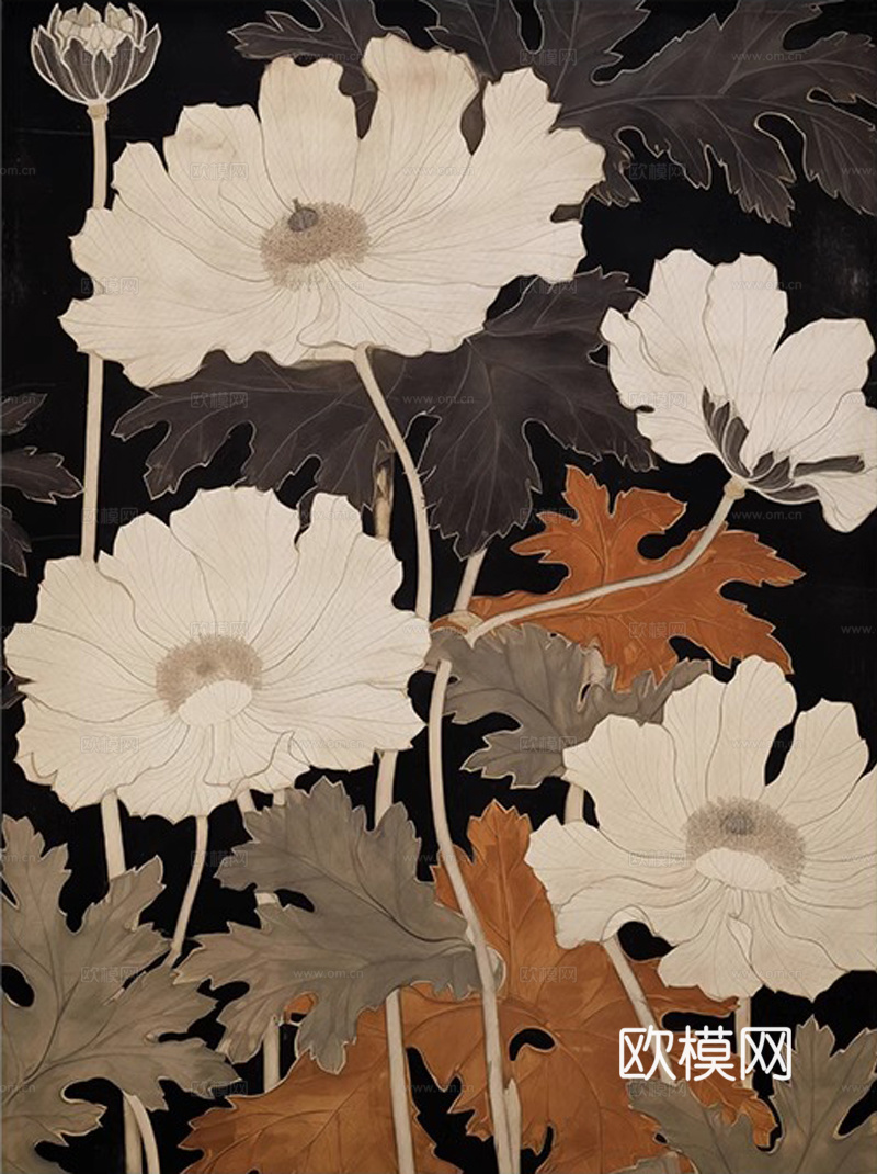 中古侘寂风格装饰画下载