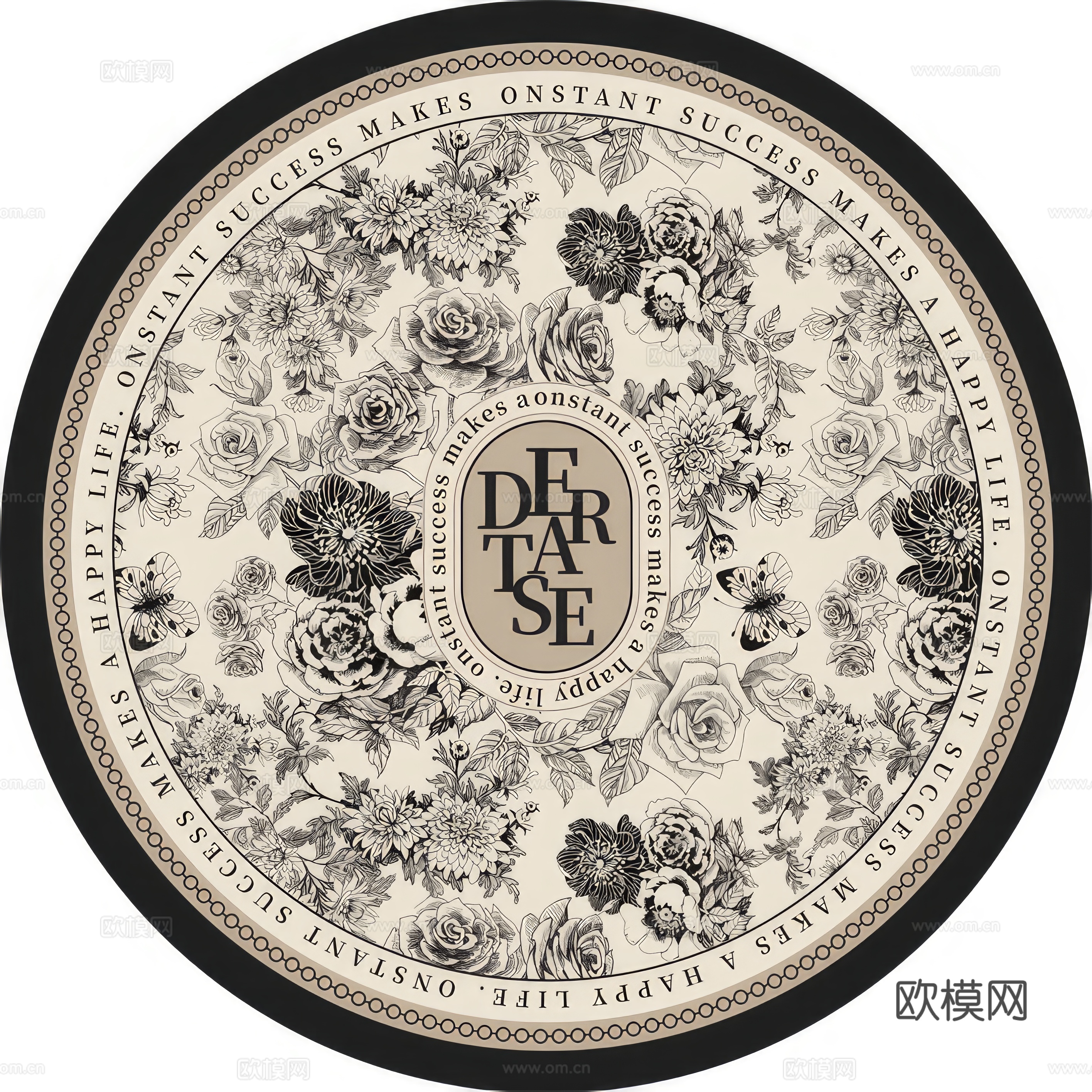 民族风花纹圆形地毯贴图下载