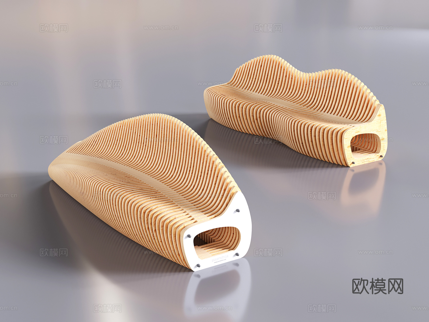 户外椅 异形椅 长椅su模型下载（渲染图2）