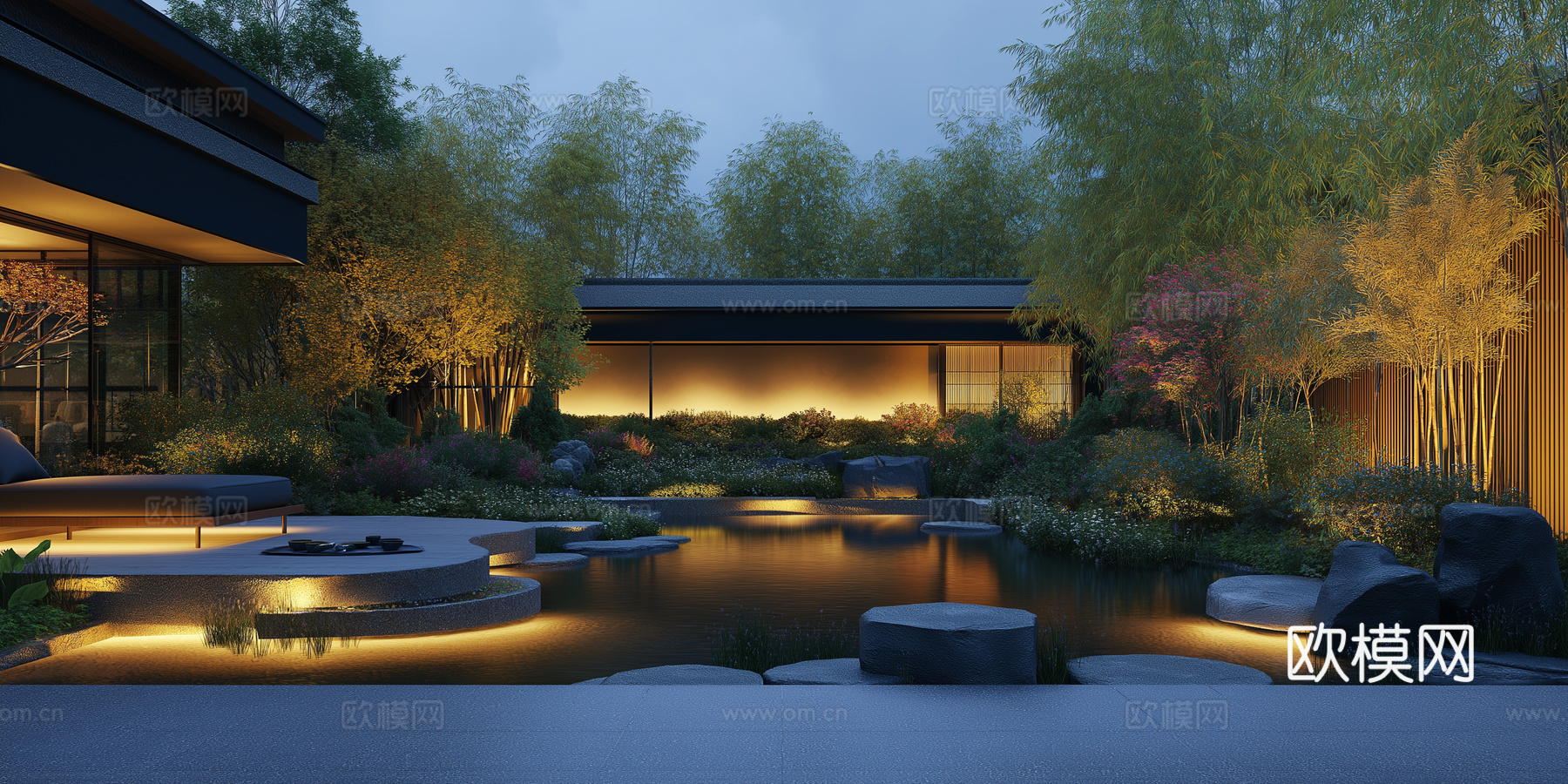 高清园林景观夜景下载